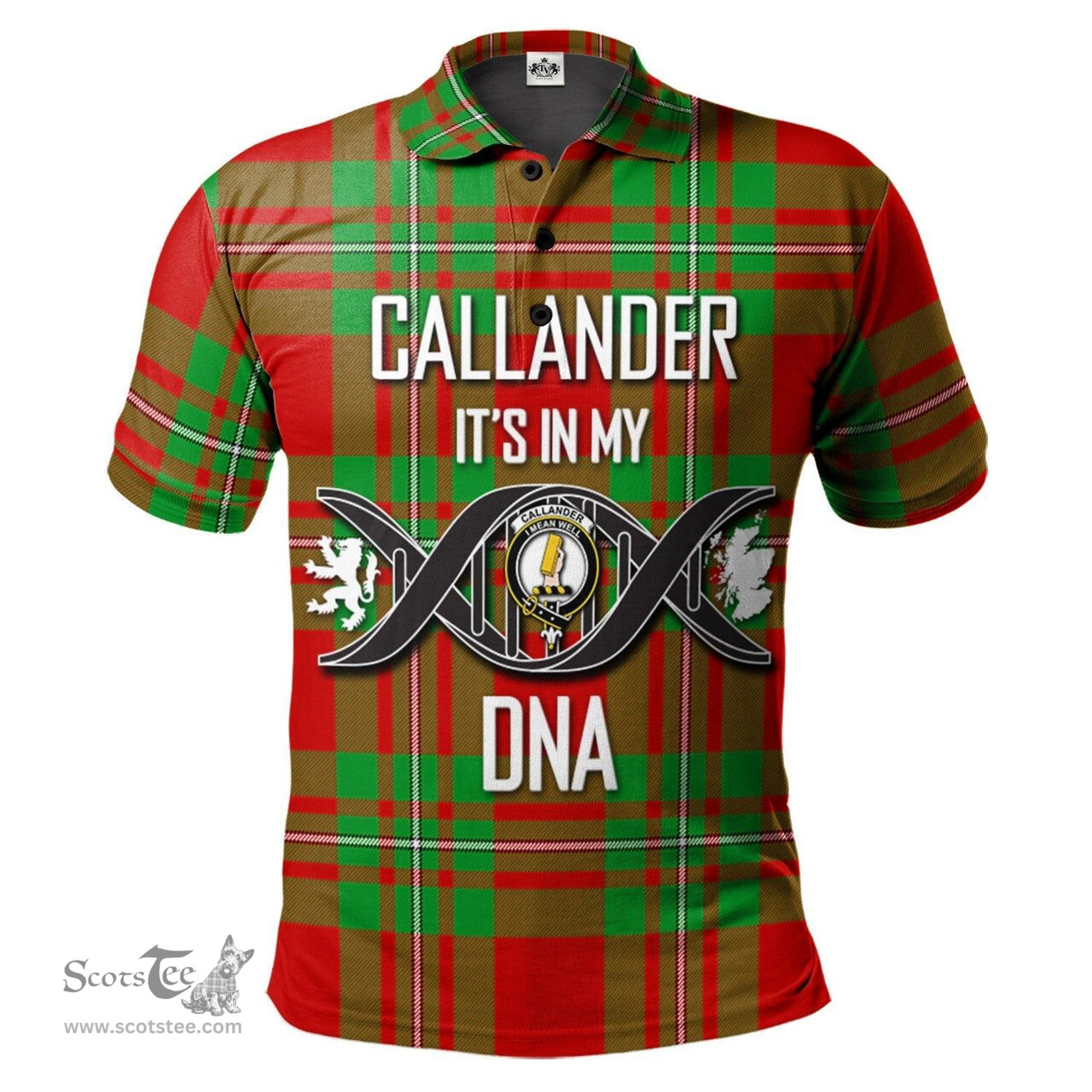 Scottish Callander Modern Clan It's In My DNA - DNA In Me Crest Tartan Polo Shirt Scottish Plaid Tartan Plaid - ScotsTee - scotstee.com