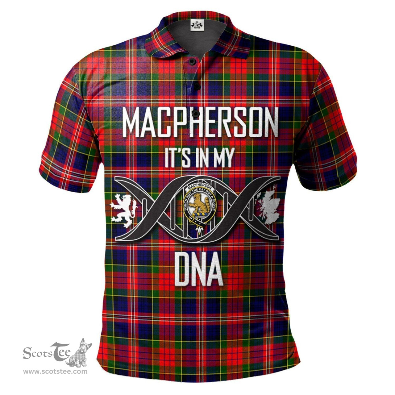 Scottish MacPherson Modern Clan It's In My DNA - DNA In Me Crest Tartan Polo Shirt Scottish Plaid Tartan Plaid - ScotsTee - scotstee.com