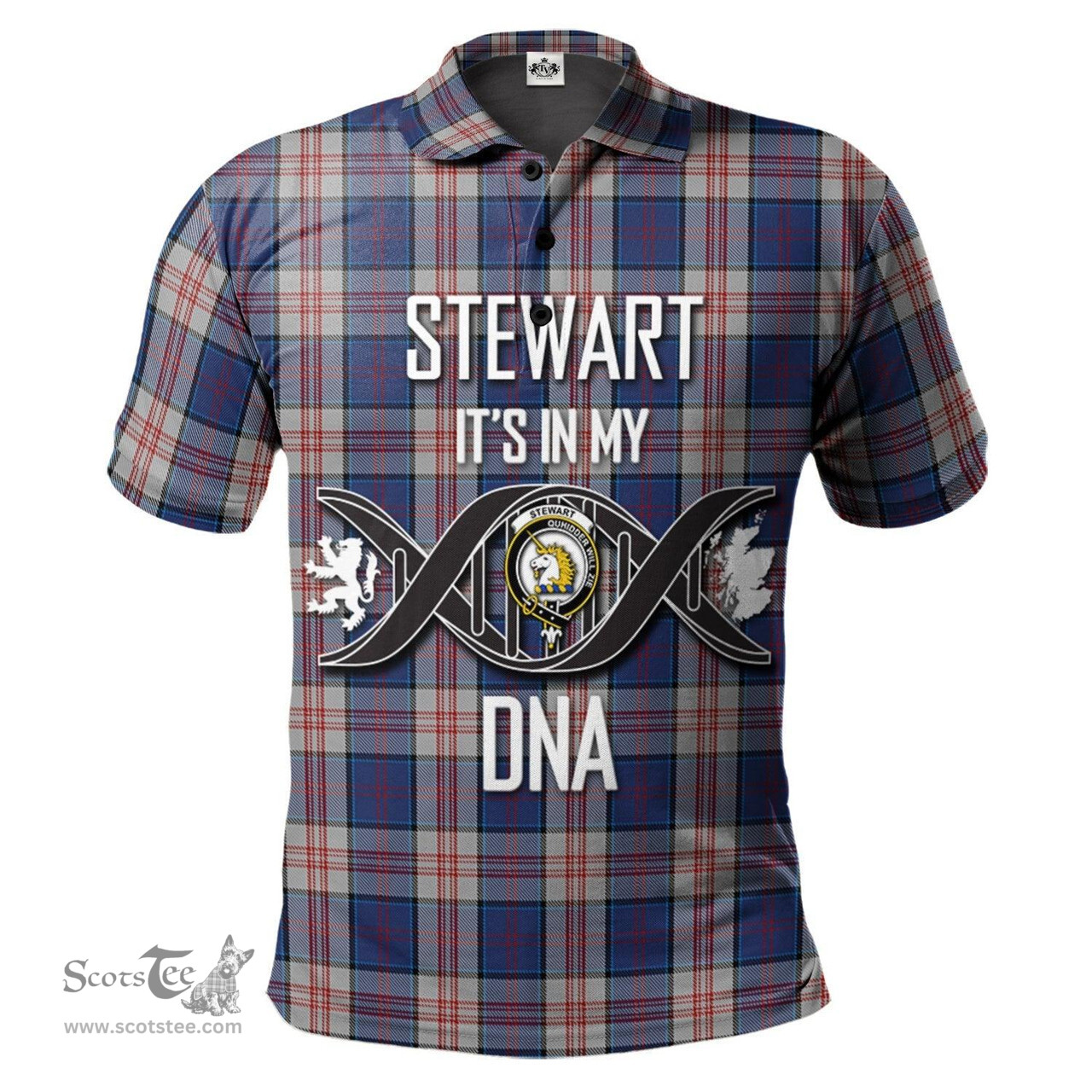 Scottish Stewart of Appin Hunting Dress Clan It's In My DNA - DNA In Me Crest Tartan Polo Shirt Scottish Plaid Tartan Plaid - ScotsTee - scotstee.com