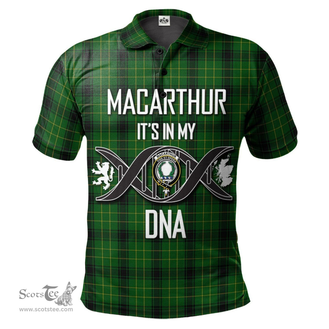 Scottish MacArthur Highland Clan It's In My DNA - DNA In Me Crest Tartan Polo Shirt Scottish Plaid Tartan Plaid - ScotsTee - scotstee.com