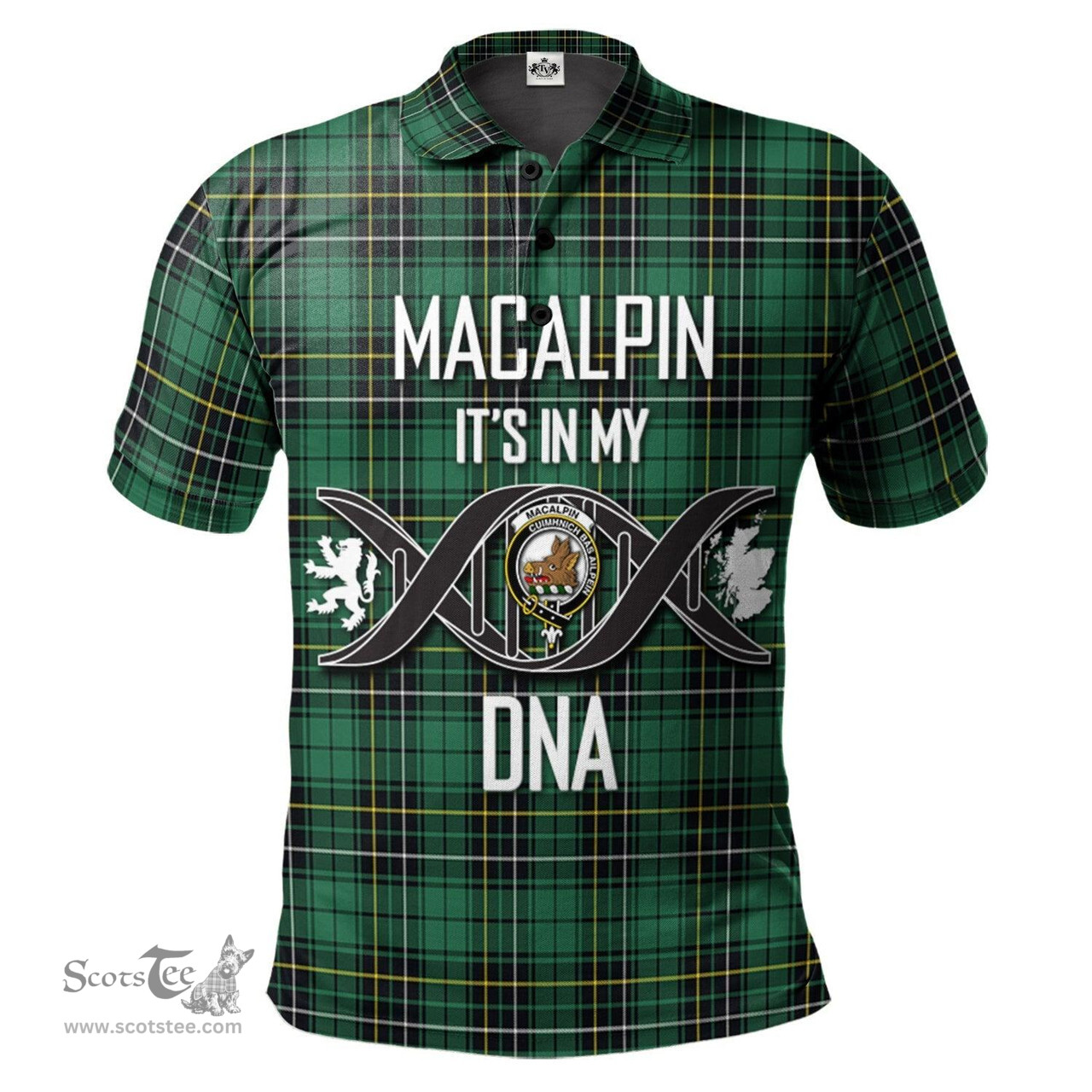 Scottish MacAlpin Ancient Clan It's In My DNA - DNA In Me Crest Tartan Polo Shirt Scottish Plaid Tartan Plaid - ScotsTee - scotstee.com