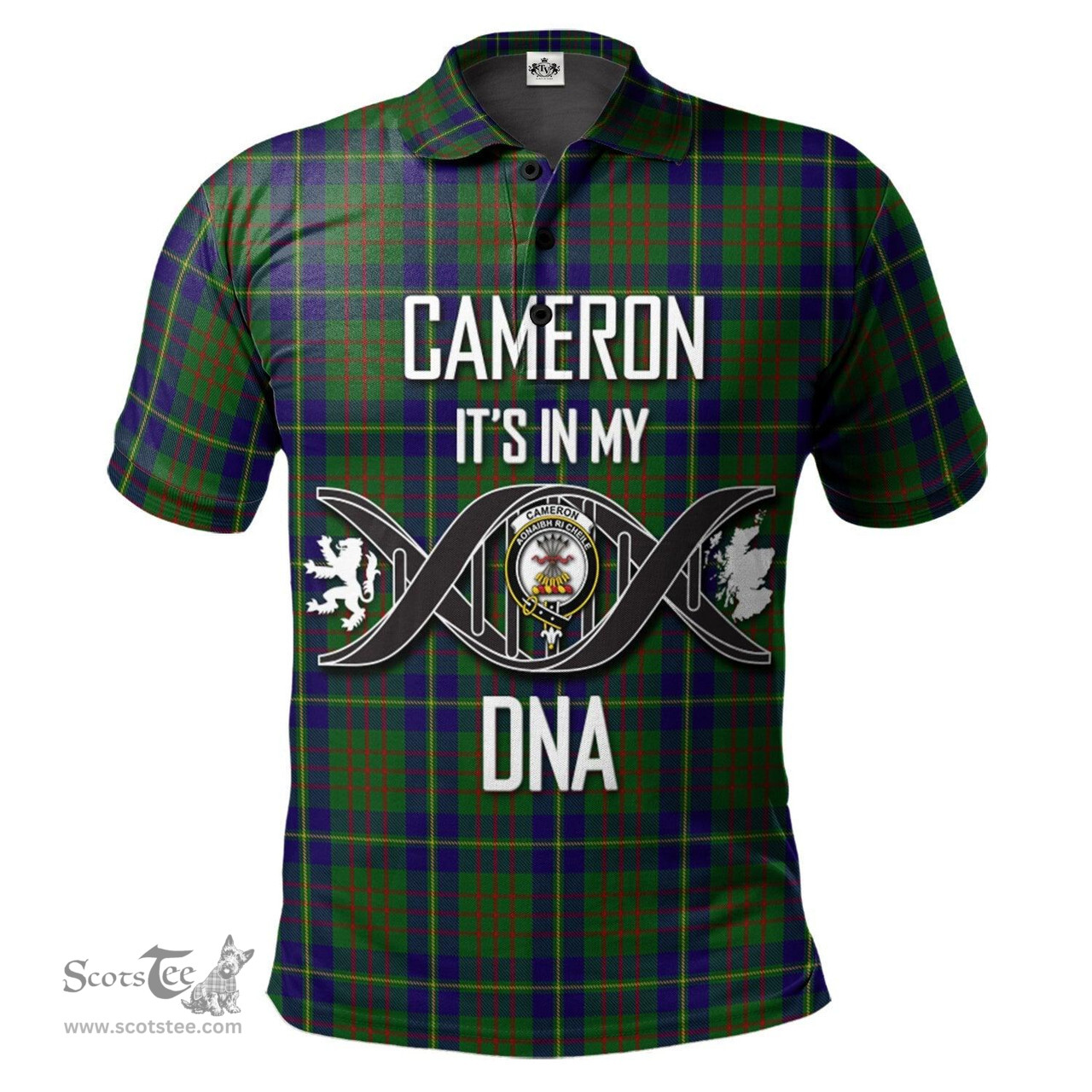 Scottish Cameron of Lochiel Hunting Clan It's In My DNA - DNA In Me Crest Tartan Polo Shirt Scottish Plaid Tartan Plaid - ScotsTee - scotstee.com