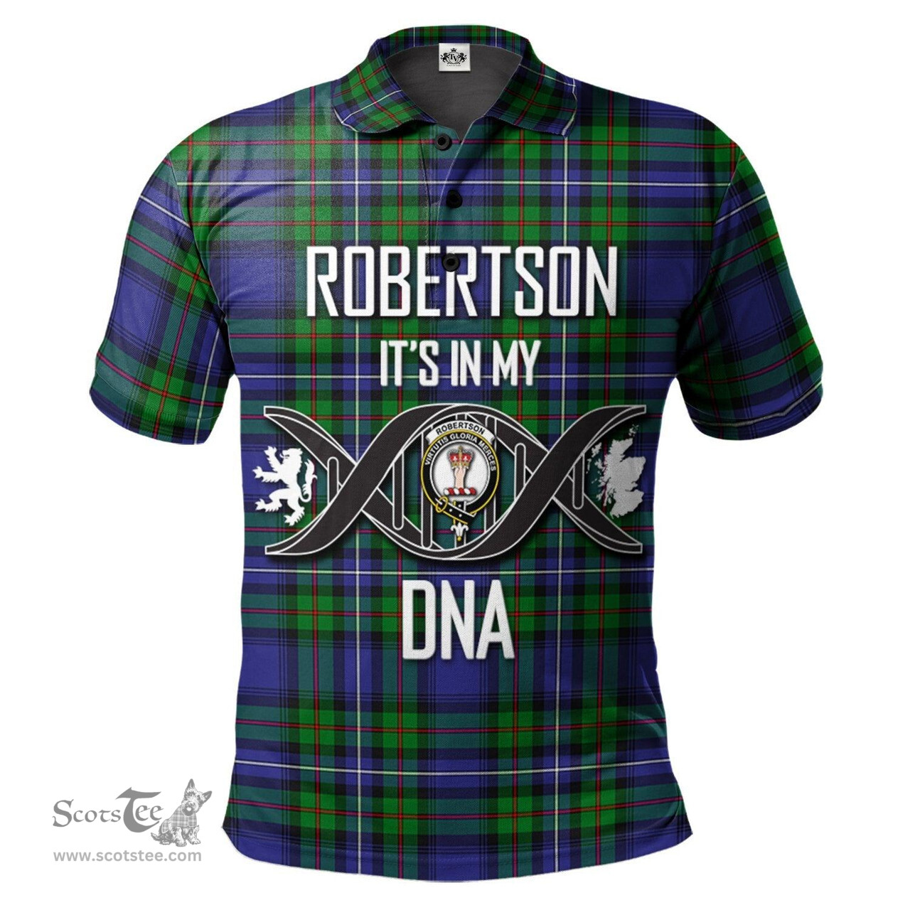 Scottish Robertson Hunting Modern Clan It's In My DNA - DNA In Me Crest Tartan Polo Shirt Scottish Plaid Tartan Plaid - ScotsTee - scotstee.com