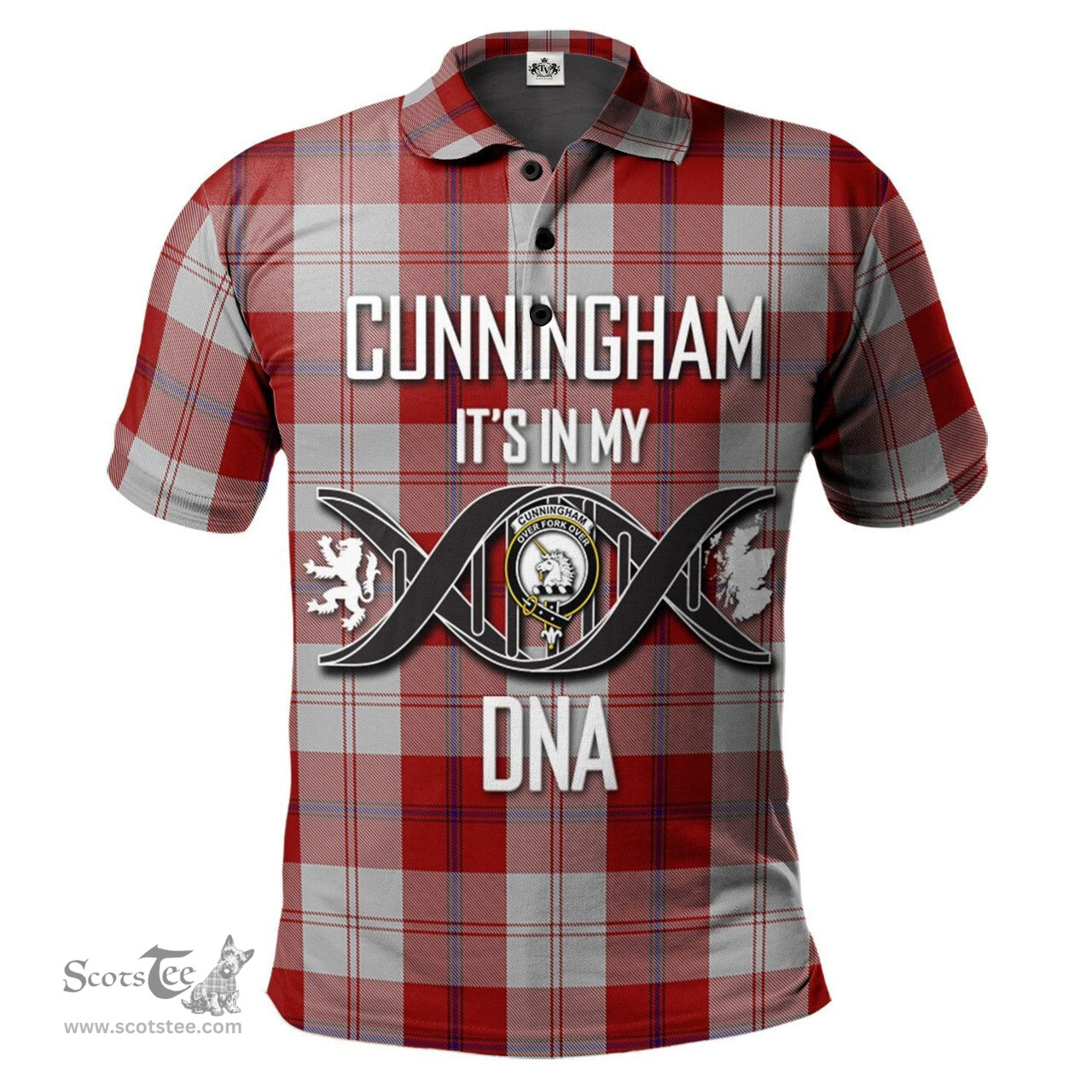 Scottish Cunningham Dress Clan It's In My DNA - DNA In Me Crest Tartan Polo Shirt Scottish Plaid Tartan Plaid - ScotsTee - scotstee.com