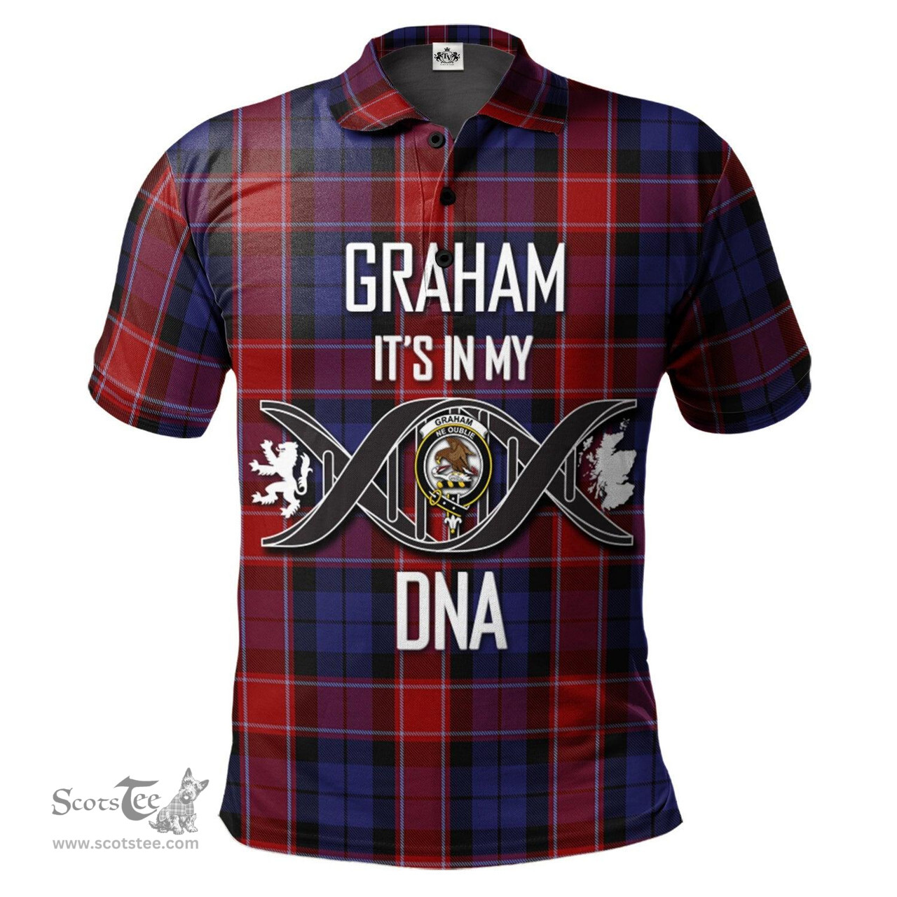 Scottish Graham of Menteith Red Clan It's In My DNA - DNA In Me Crest Tartan Polo Shirt Scottish Plaid Tartan Plaid - ScotsTee - scotstee.com