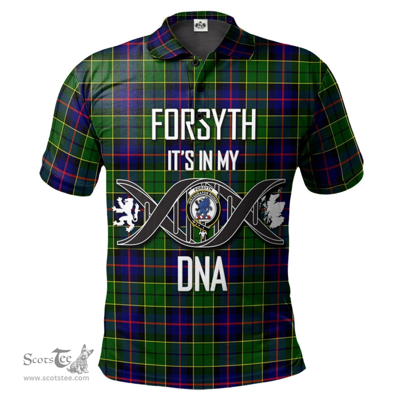 Scottish Forsyth Modern Clan It's In My DNA - DNA In Me Crest Tartan Polo Shirt Scottish Plaid Tartan Plaid - ScotsTee - scotstee.com