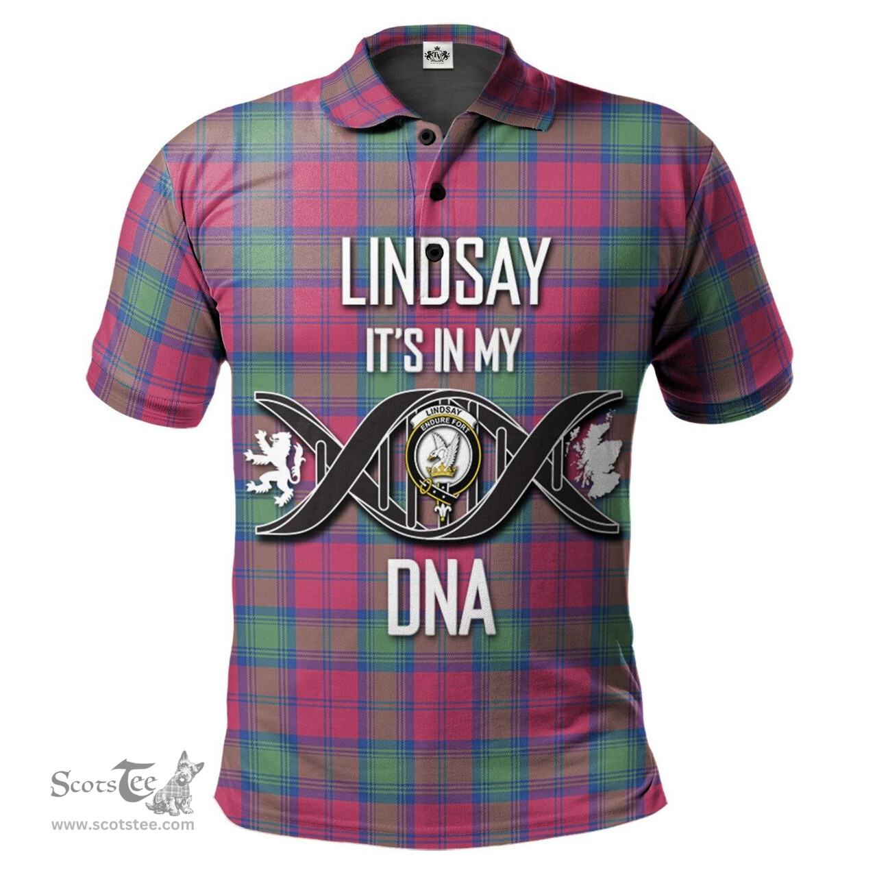 Scottish Lindsay Ancient Clan It's In My DNA - DNA In Me Crest Tartan Polo Shirt Scottish Plaid Tartan Plaid - ScotsTee - scotstee.com