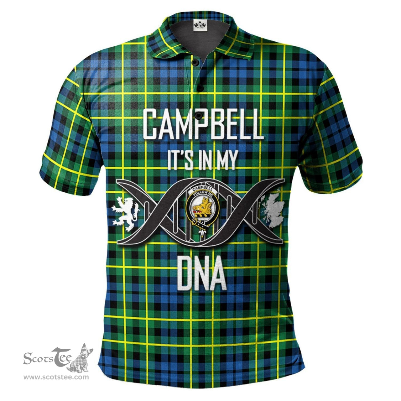 Scottish Campbell of Breadalbane Ancient Clan It's In My DNA - DNA In Me Crest Tartan Polo Shirt Scottish Plaid Tartan Plaid - ScotsTee - scotstee.com