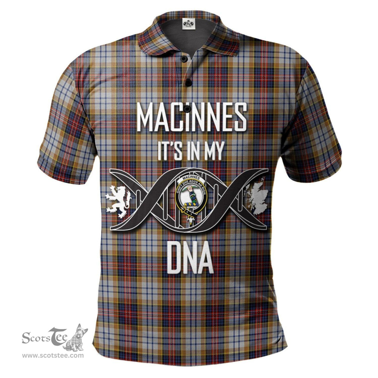 Scottish MacInnes Ancient Hunting Clan It's In My DNA - DNA In Me Crest Tartan Polo Shirt Scottish Plaid Tartan Plaid - ScotsTee - scotstee.com