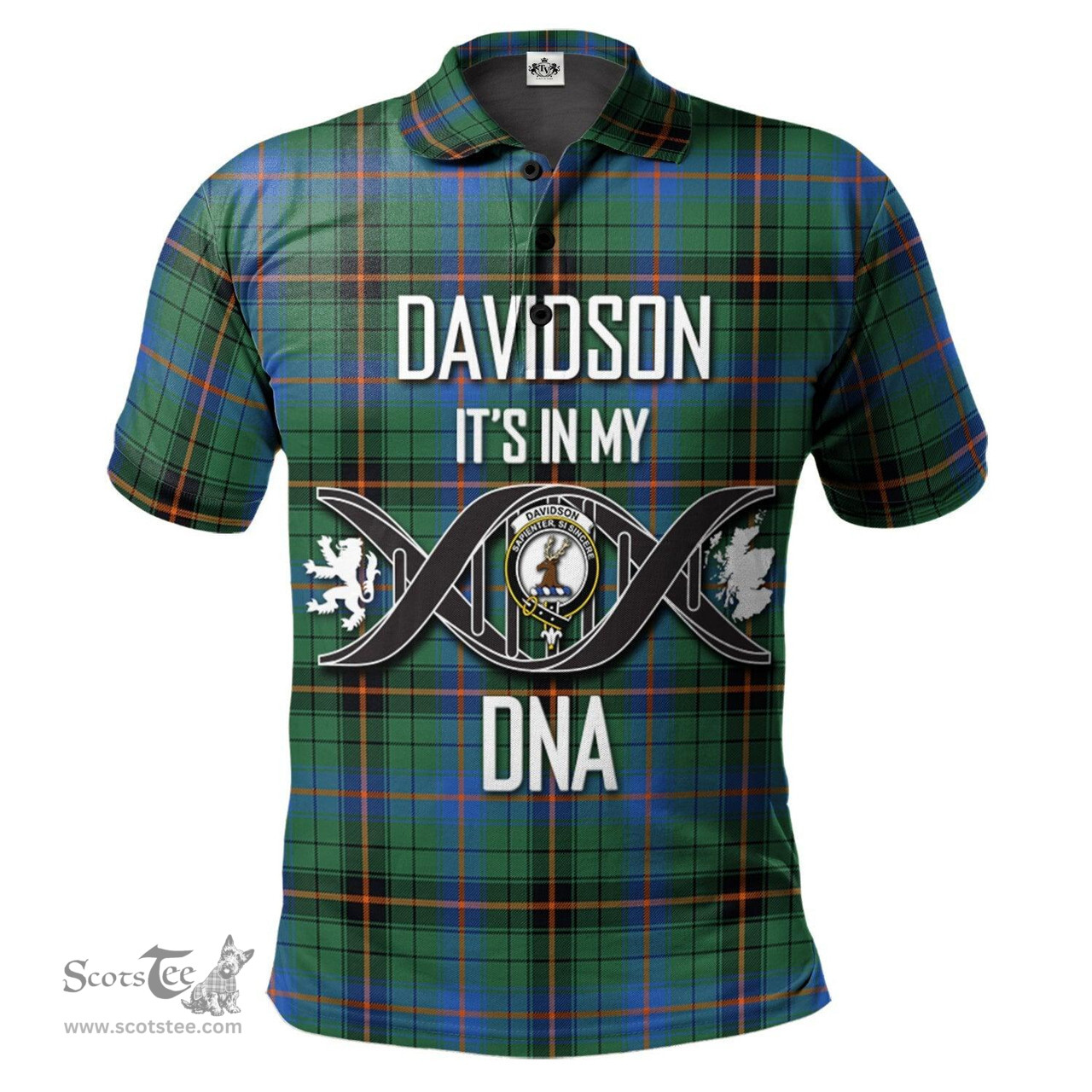 Scottish Davidson Ancient Clan It's In My DNA - DNA In Me Crest Tartan Polo Shirt Scottish Plaid Tartan Plaid - ScotsTee - scotstee.com