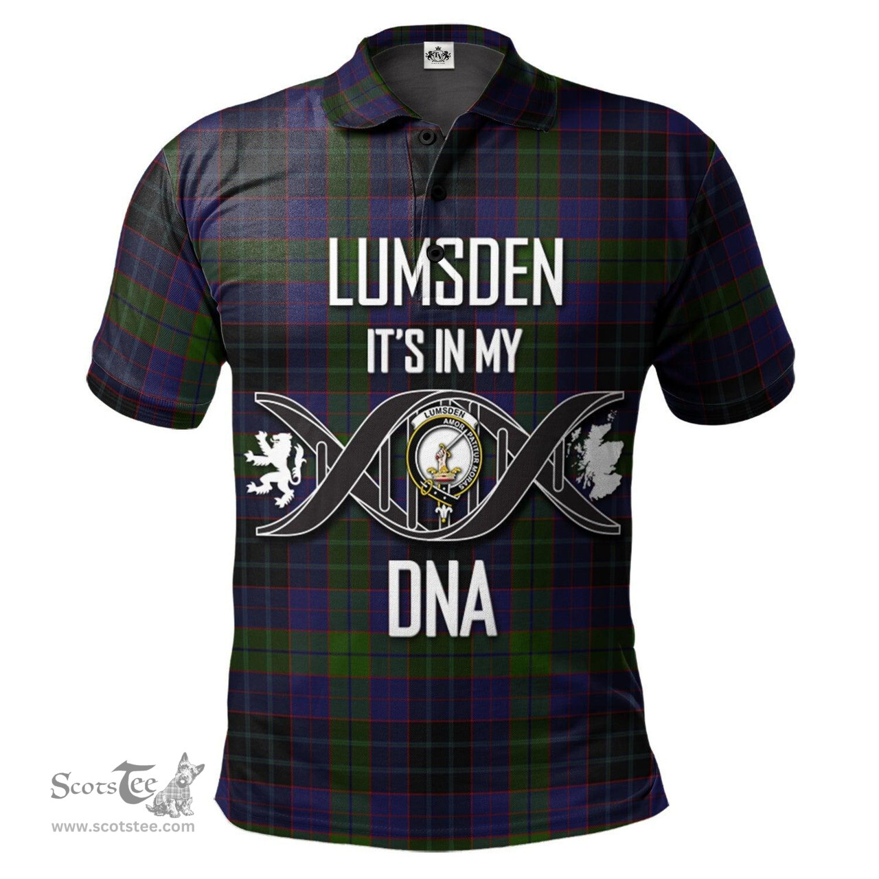 Scottish Lumsden Hunting Clan It's In My DNA - DNA In Me Crest Tartan Polo Shirt Scottish Plaid Tartan Plaid - ScotsTee - scotstee.com