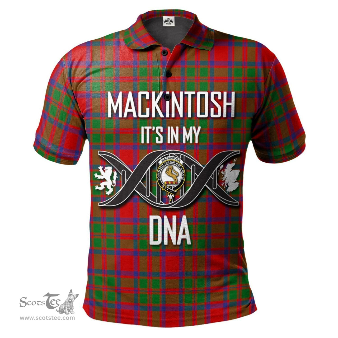 Scottish MacKintosh Modern Clan It's In My DNA - DNA In Me Crest Tartan Polo Shirt Scottish Plaid Tartan Plaid - ScotsTee - scotstee.com