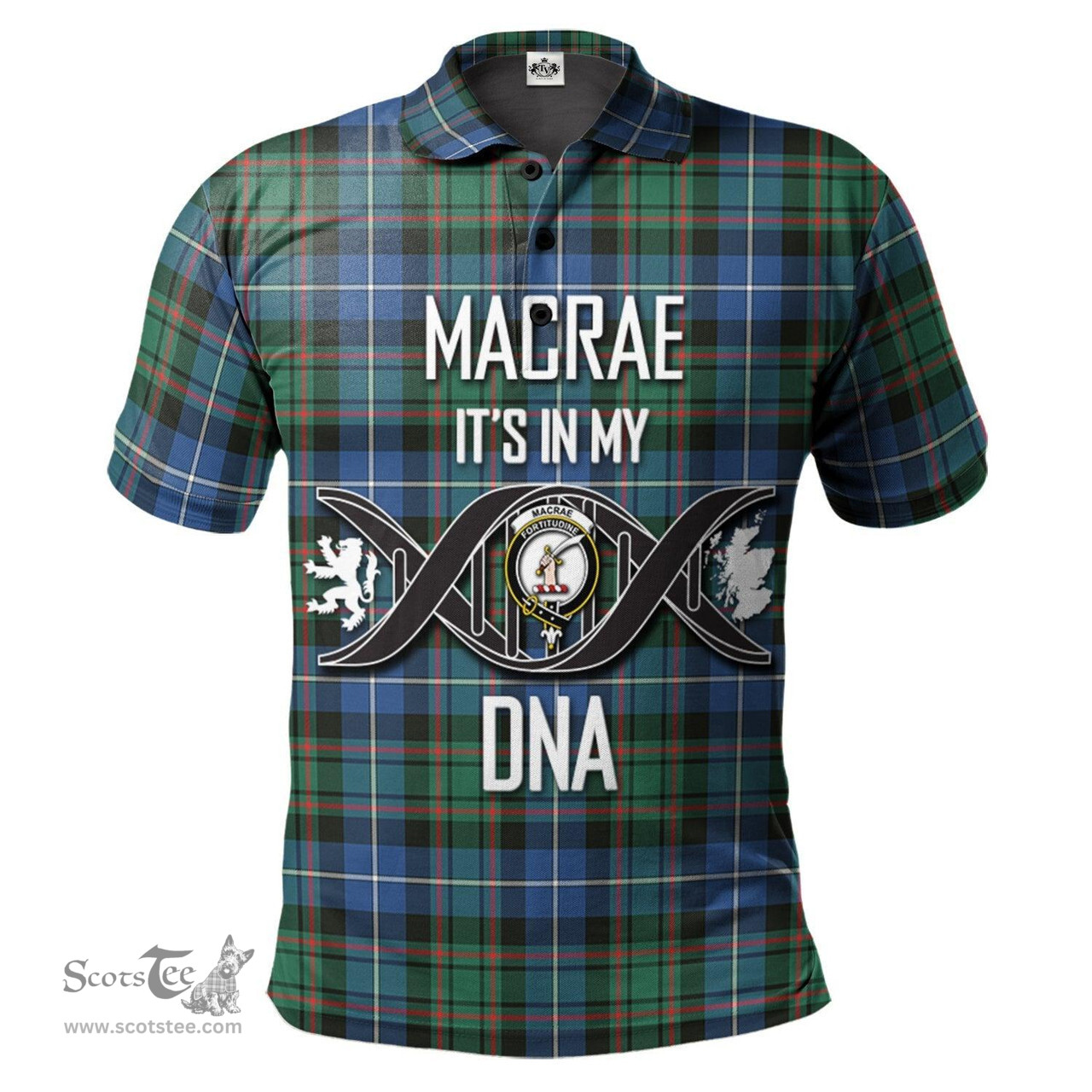 Scottish MacRae Hunting Ancient Clan It's In My DNA - DNA In Me Crest Tartan Polo Shirt Scottish Plaid Tartan Plaid - ScotsTee - scotstee.com