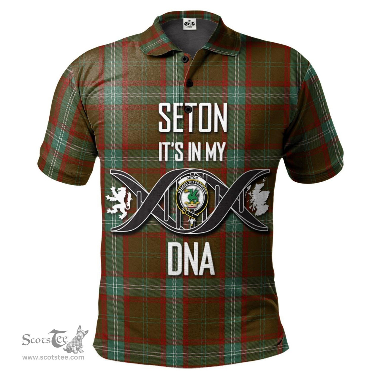 Scottish Seton Hunting Clan It's In My DNA - DNA In Me Crest Tartan Polo Shirt Scottish Plaid Tartan Plaid - ScotsTee - scotstee.com