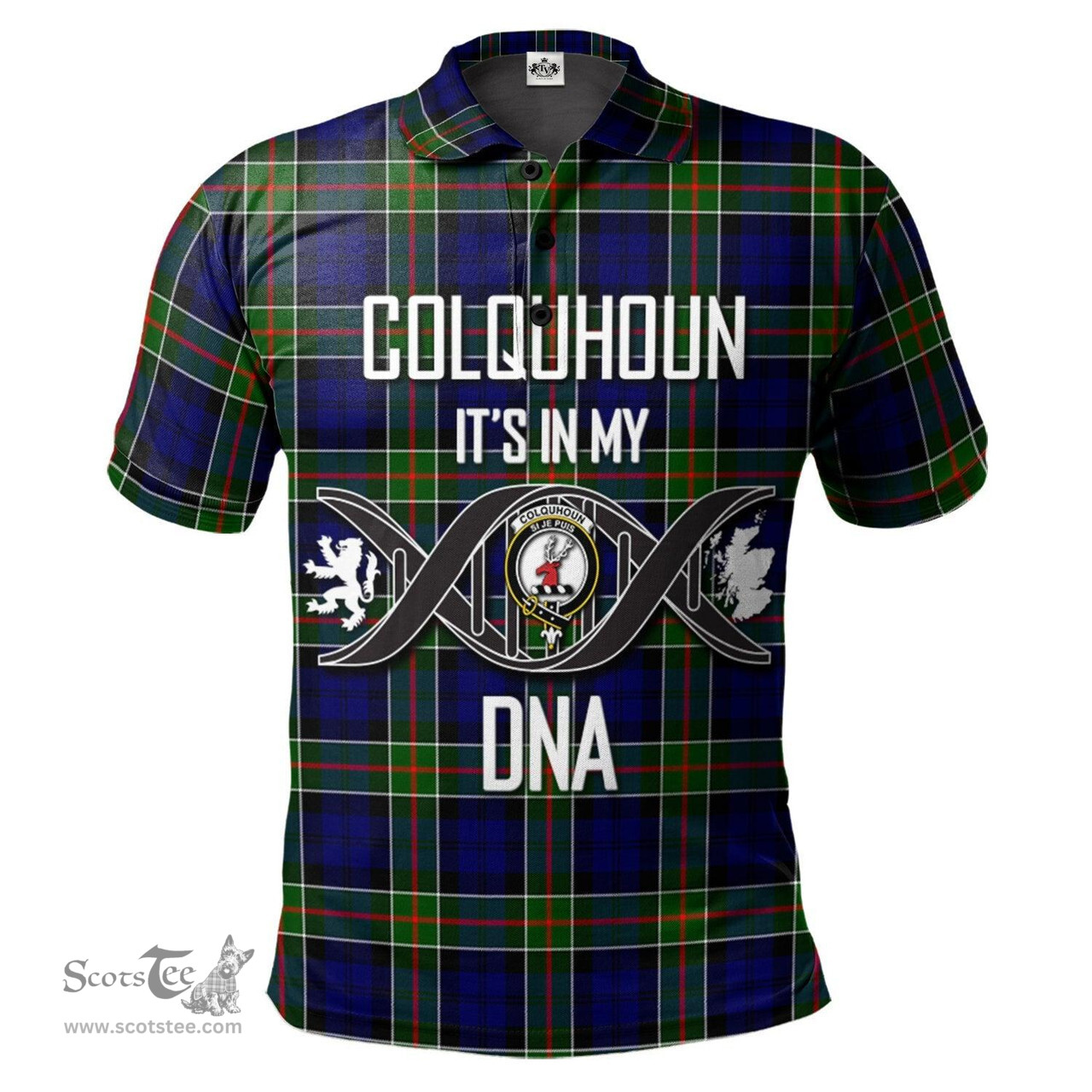 Scottish Colquhoun Modern Clan It's In My DNA - DNA In Me Crest Tartan Polo Shirt Scottish Plaid Tartan Plaid - ScotsTee - scotstee.com