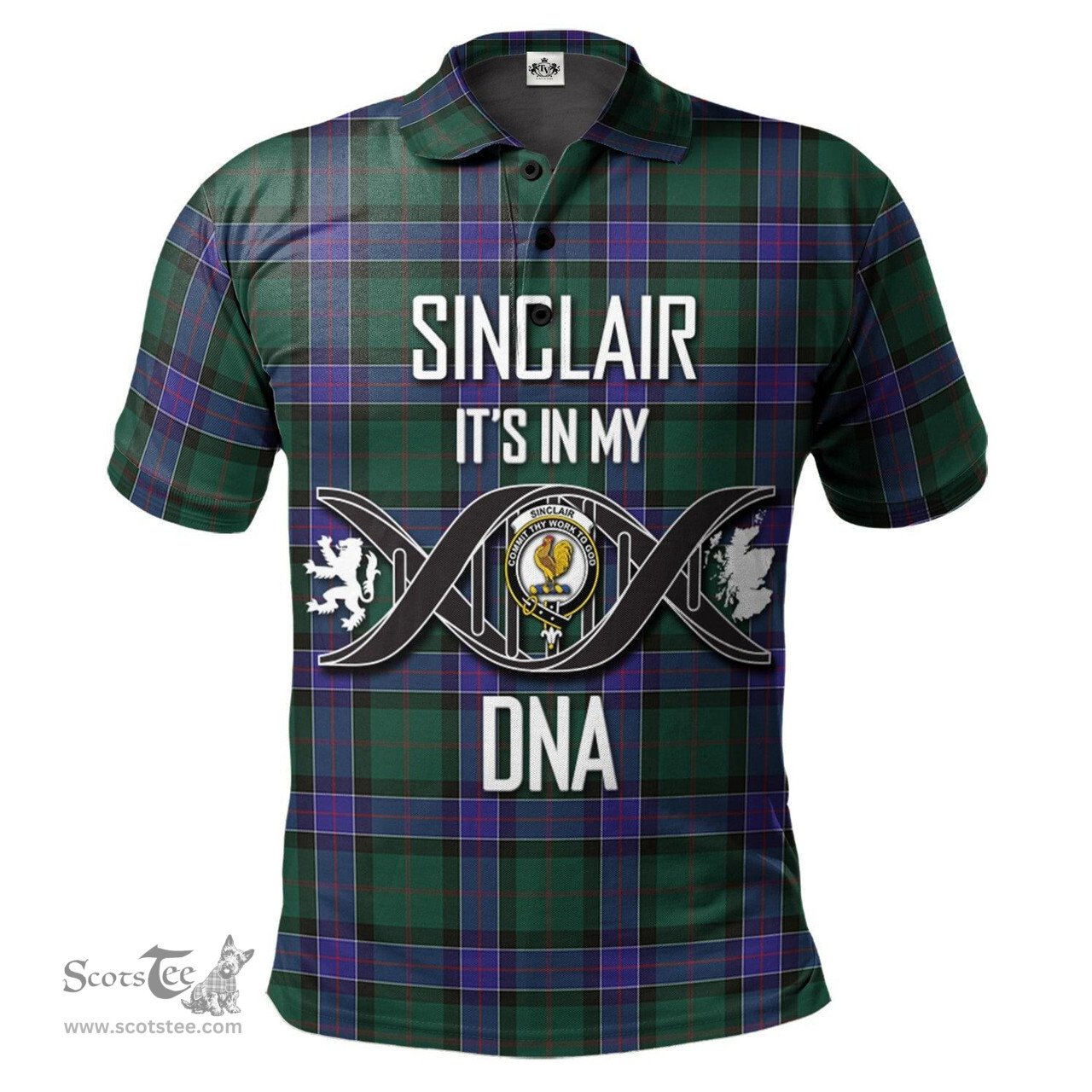 Scottish Sinclair Hunting Modern Clan It's In My DNA - DNA In Me Crest Tartan Polo Shirt Scottish Plaid Tartan Plaid - ScotsTee - scotstee.com