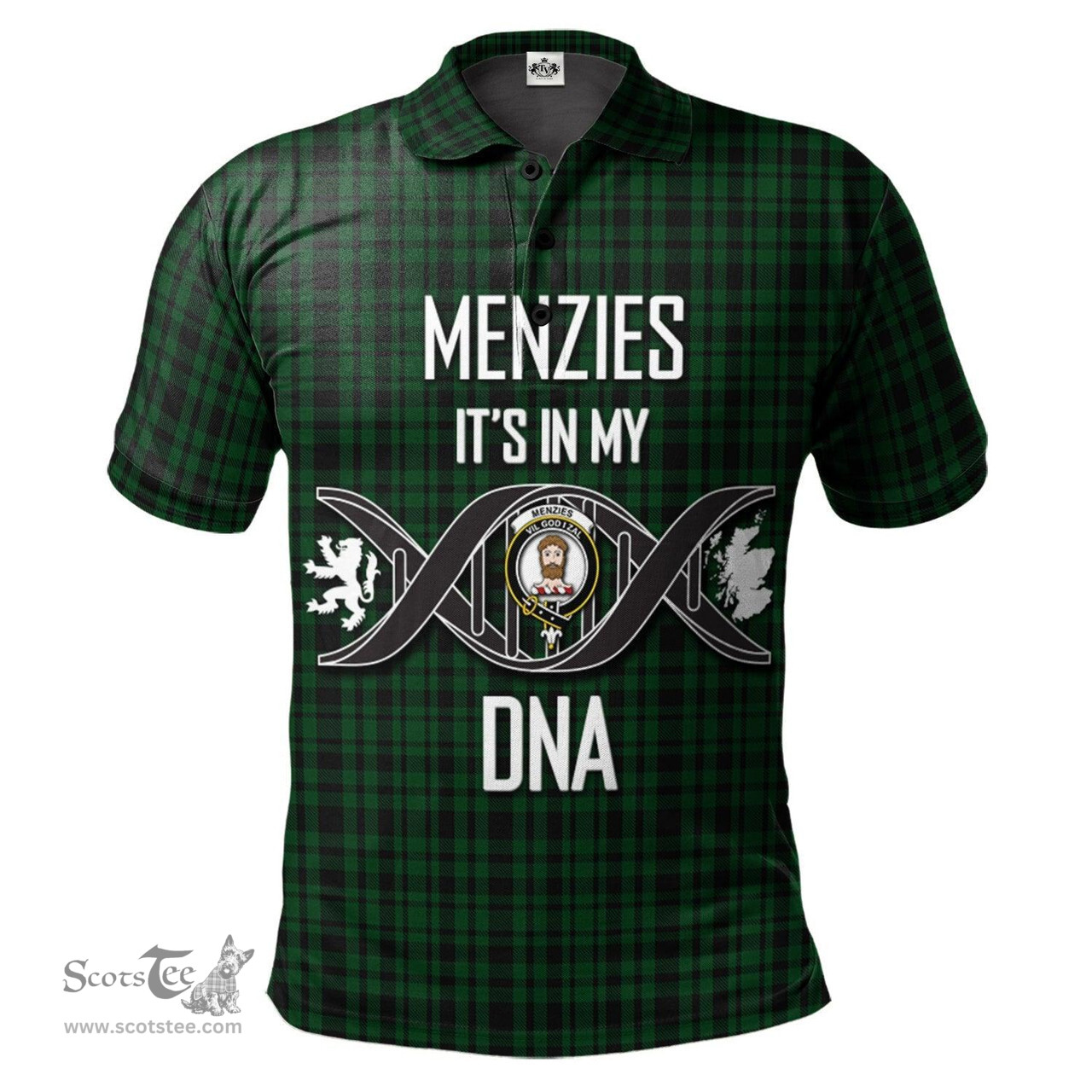 Scottish Menzies Green Clan It's In My DNA - DNA In Me Crest Tartan Polo Shirt Scottish Plaid Tartan Plaid - ScotsTee - scotstee.com