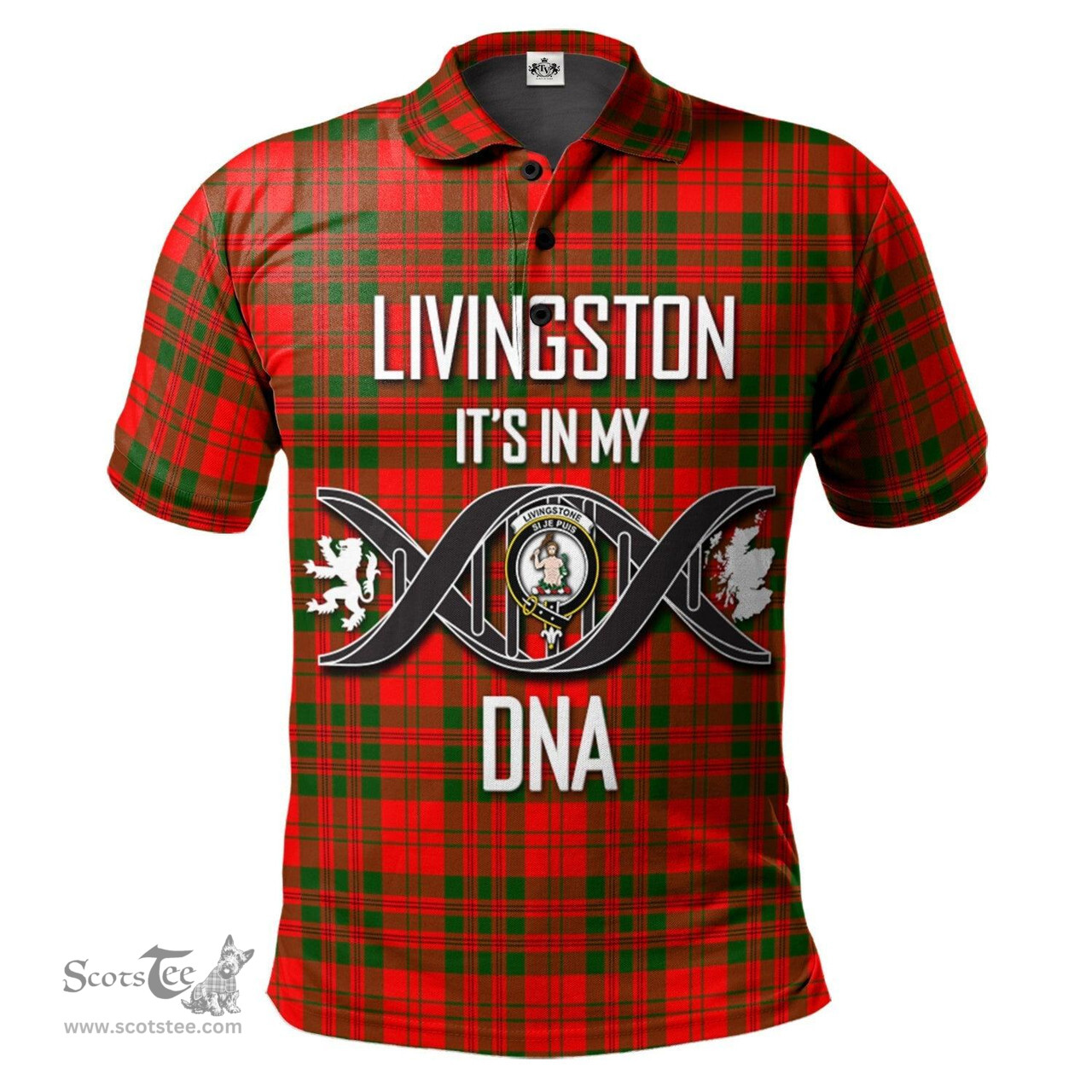 Scottish Livingston Modern Clan It's In My DNA - DNA In Me Crest Tartan Polo Shirt Scottish Plaid Tartan Plaid - ScotsTee - scotstee.com