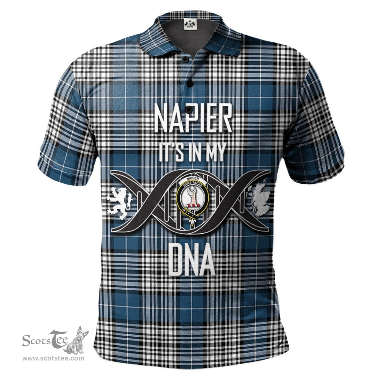 Scottish Napier Modern Clan It's In My DNA - DNA In Me Crest Tartan Polo Shirt Scottish Plaid Tartan Plaid - ScotsTee - scotstee.com