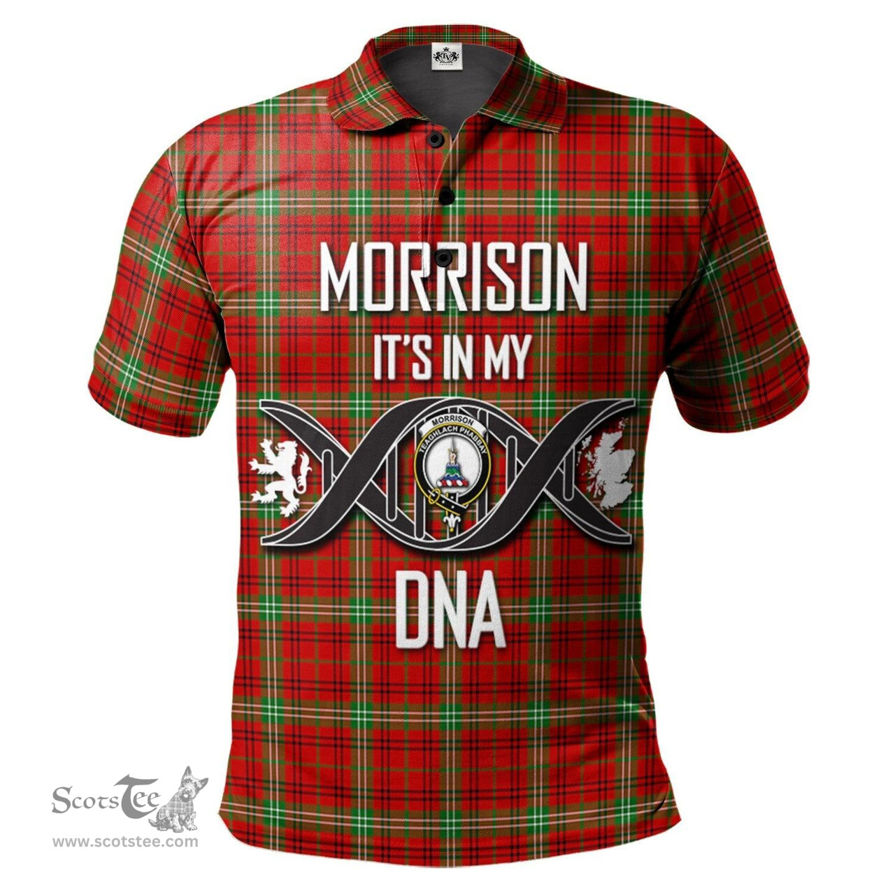 Scottish Morrison Red Modern Clan It's In My DNA - DNA In Me Crest Tartan Polo Shirt Scottish Plaid Tartan Plaid - ScotsTee - scotstee.com