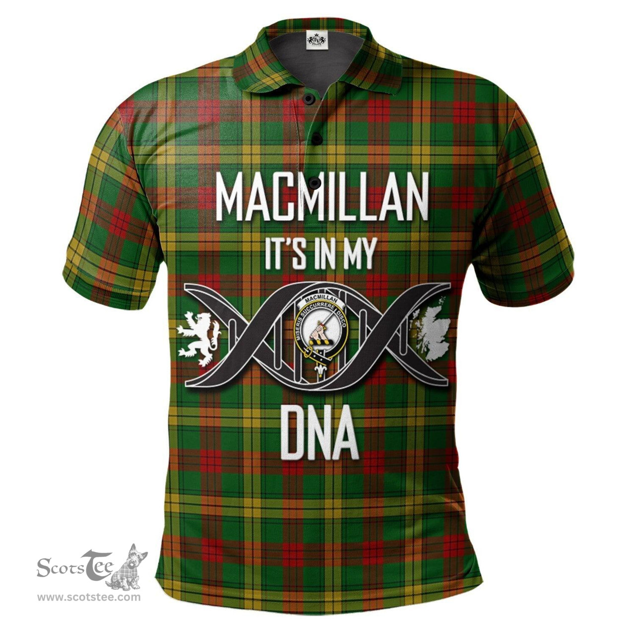 Scottish MacMillan Society of Glasgow Clan It's In My DNA - DNA In Me Crest Tartan Polo Shirt Scottish Plaid Tartan Plaid - ScotsTee - scotstee.com