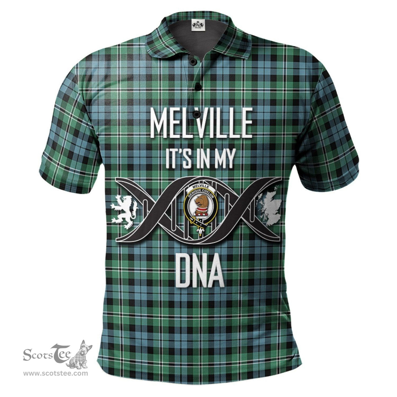 Scottish Melville Ancient Clan It's In My DNA - DNA In Me Crest Tartan Polo Shirt Scottish Plaid Tartan Plaid - ScotsTee - scotstee.com