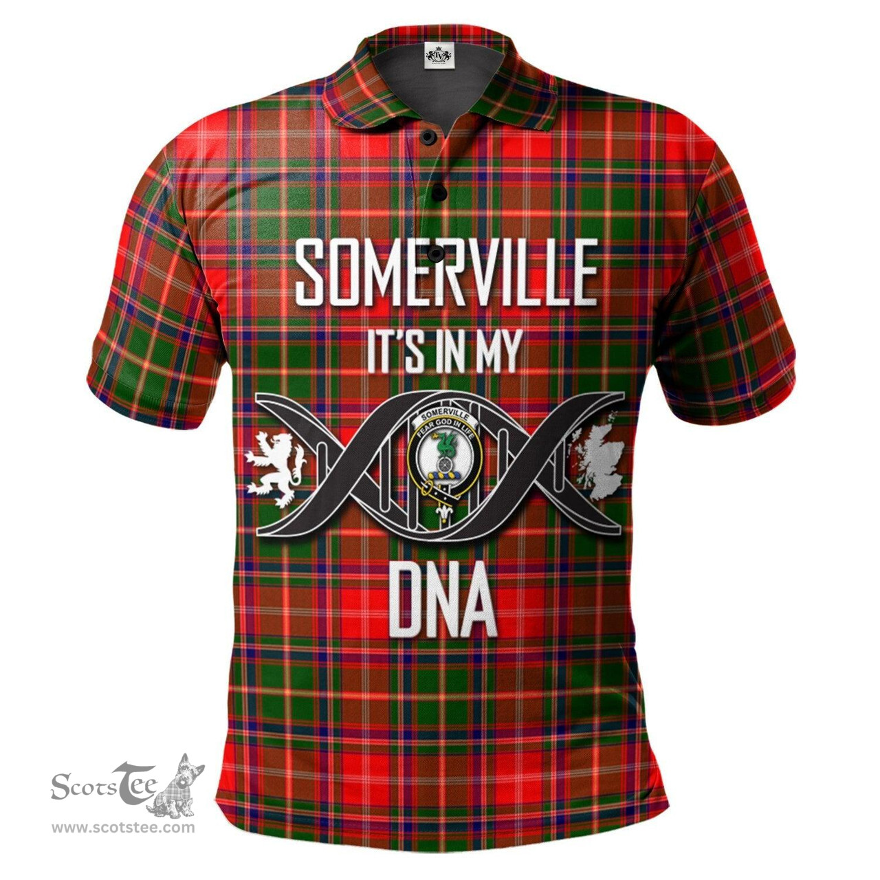 Scottish Somerville Modern Clan It's In My DNA - DNA In Me Crest Tartan Polo Shirt Scottish Plaid Tartan Plaid - ScotsTee - scotstee.com