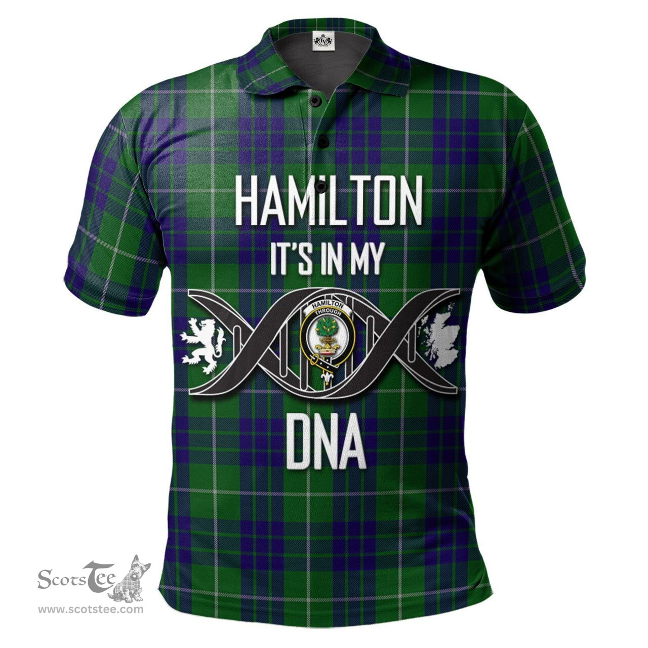 Scottish Hamilton Green Hunting Clan It's In My DNA - DNA In Me Crest Tartan Polo Shirt Scottish Plaid Tartan Plaid - ScotsTee - scotstee.com