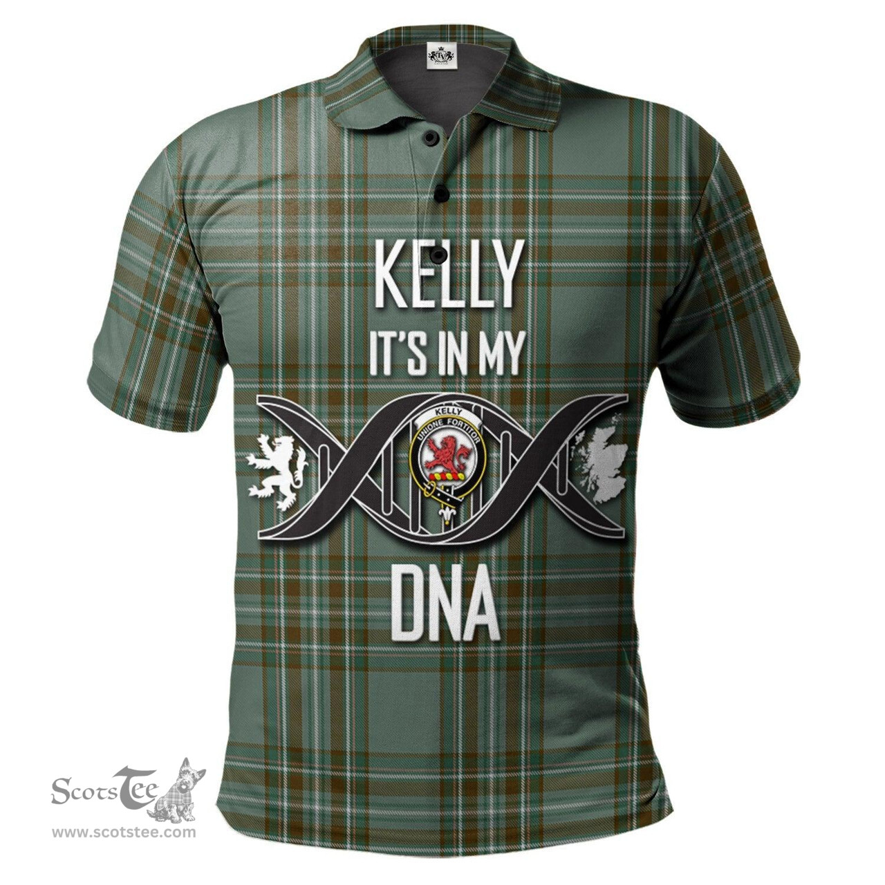 Scottish Kelly Dress Clan It's In My DNA - DNA In Me Crest Tartan Polo Shirt Scottish Plaid Tartan Plaid - ScotsTee - scotstee.com