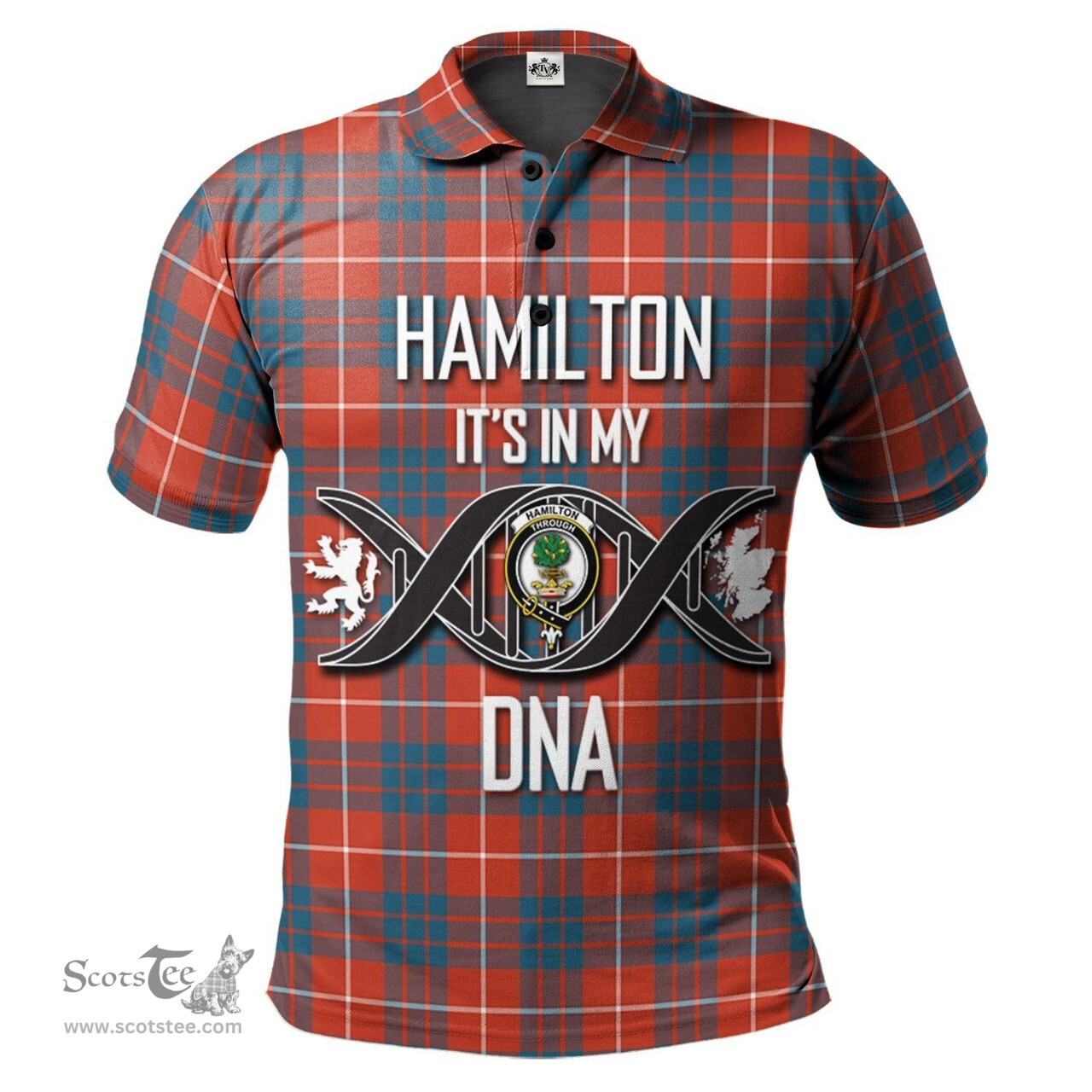 Scottish Hamilton Ancient Clan It's In My DNA - DNA In Me Crest Tartan Polo Shirt Scottish Plaid Tartan Plaid - ScotsTee - scotstee.com