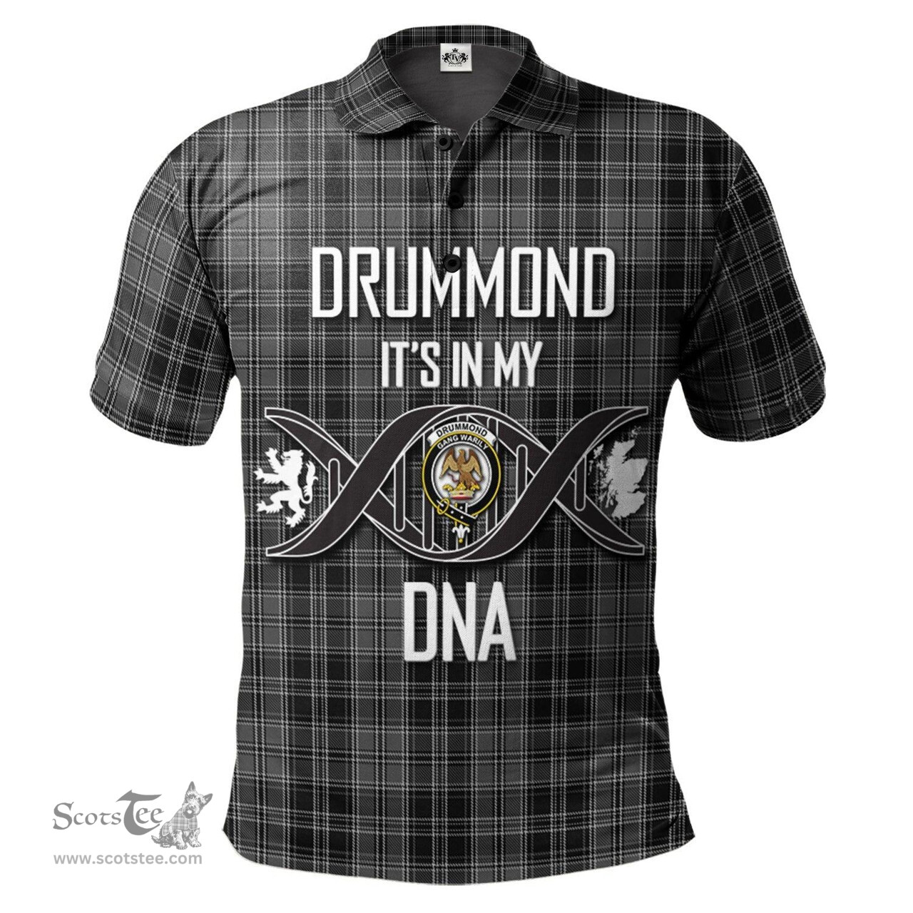 Scottish Drummond Grey Clan It's In My DNA - DNA In Me Crest Tartan Polo Shirt Scottish Plaid Tartan Plaid - ScotsTee - scotstee.com