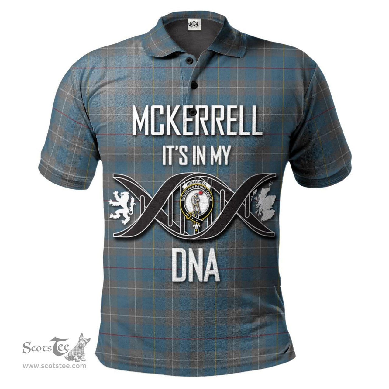 Scottish McKerrell of Hillhouse Dress Clan It's In My DNA - DNA In Me Crest Tartan Polo Shirt Scottish Plaid Tartan Plaid - ScotsTee - scotstee.com