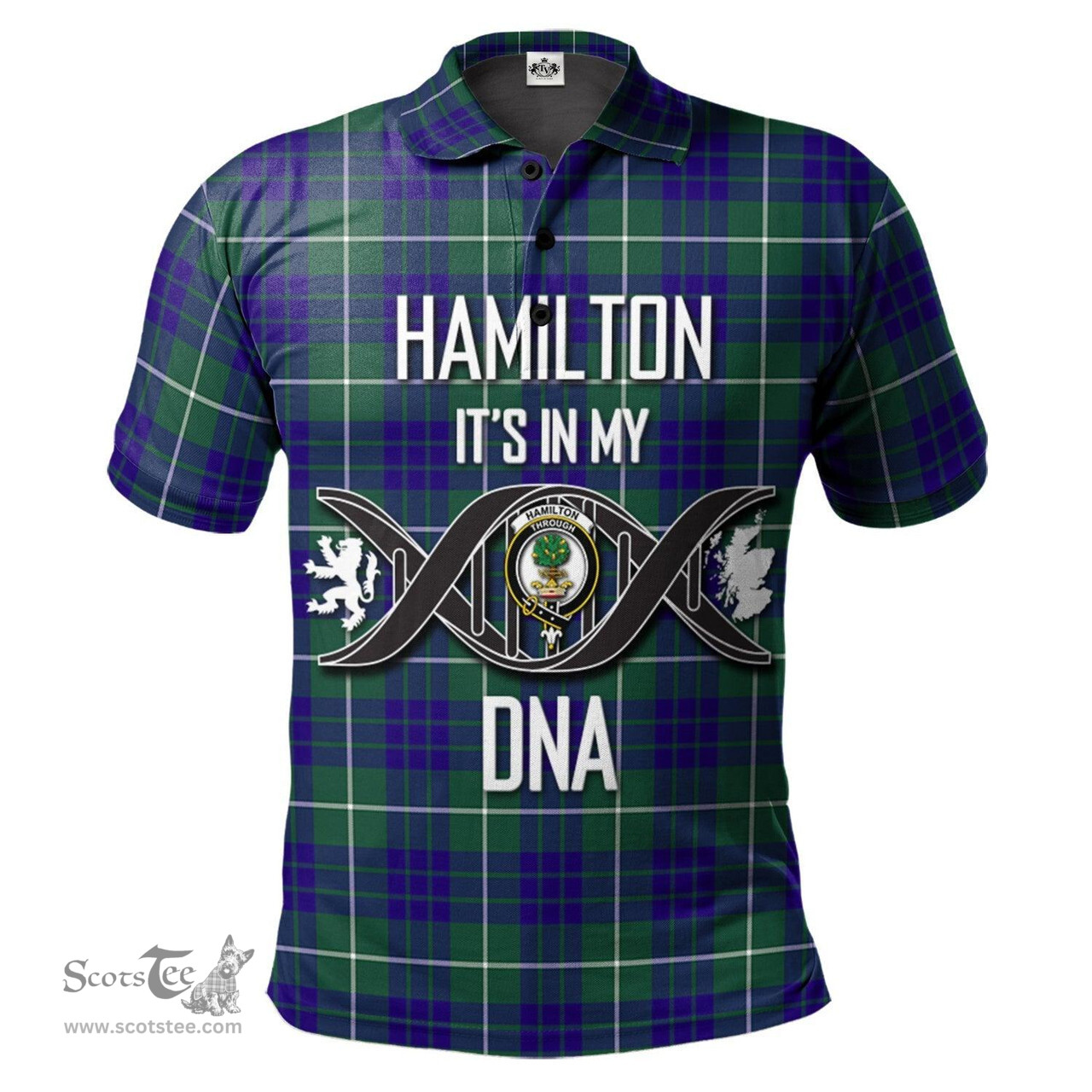 Scottish Hamilton Hunting Modern Clan It's In My DNA - DNA In Me Crest Tartan Polo Shirt Scottish Plaid Tartan Plaid - ScotsTee - scotstee.com