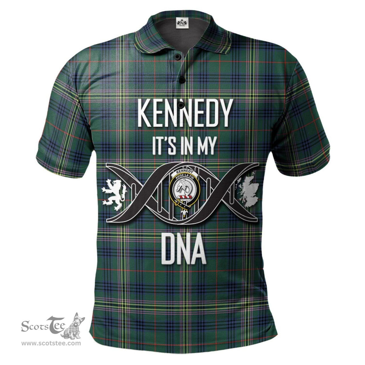 Scottish Kennedy Modern Clan It's In My DNA - DNA In Me Crest Tartan Polo Shirt Scottish Plaid Tartan Plaid - ScotsTee - scotstee.com