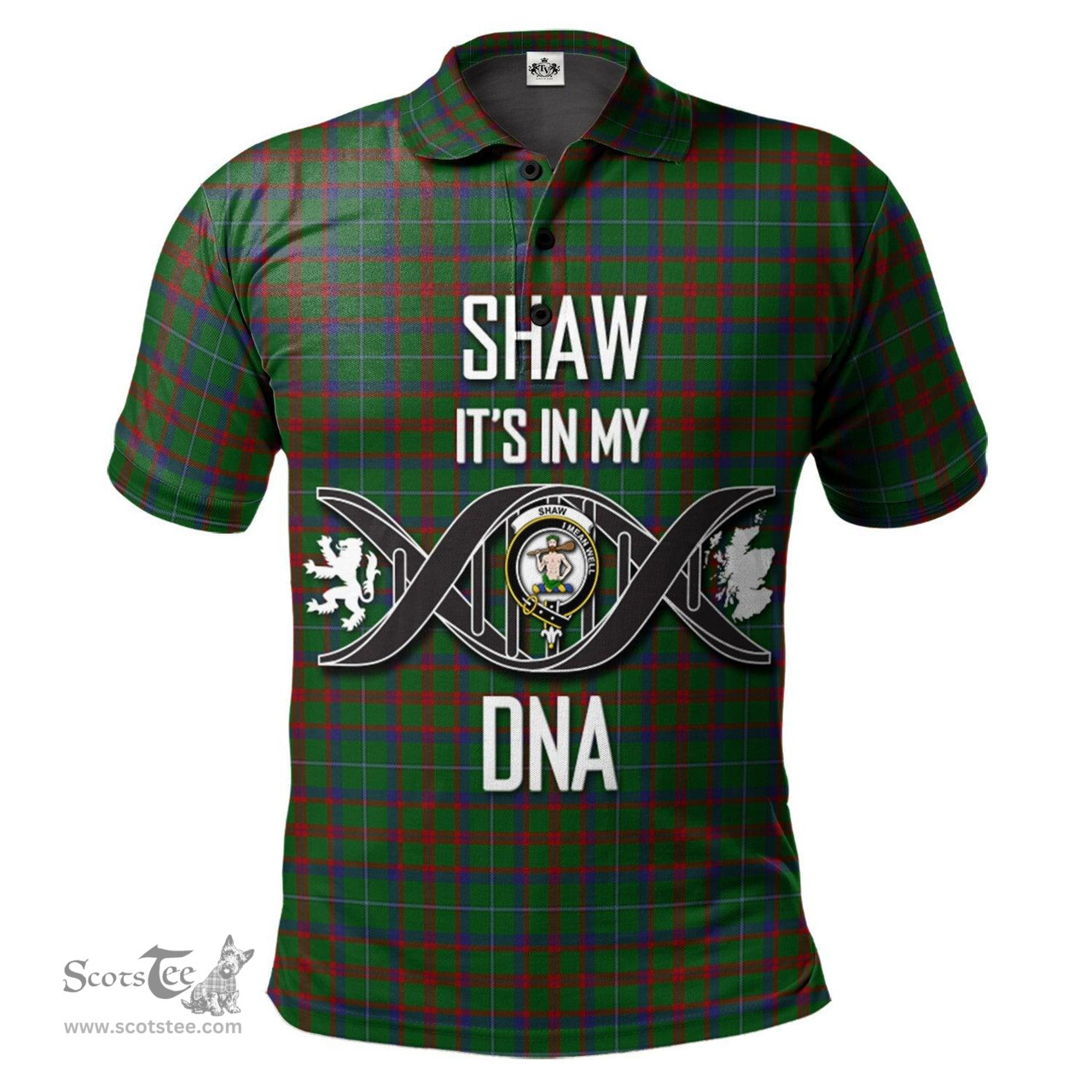 Scottish Shaw of Tordarroch Green Hunting Clan It's In My DNA - DNA In Me Crest Tartan Polo Shirt Scottish Plaid Tartan Plaid - ScotsTee - scotstee.com