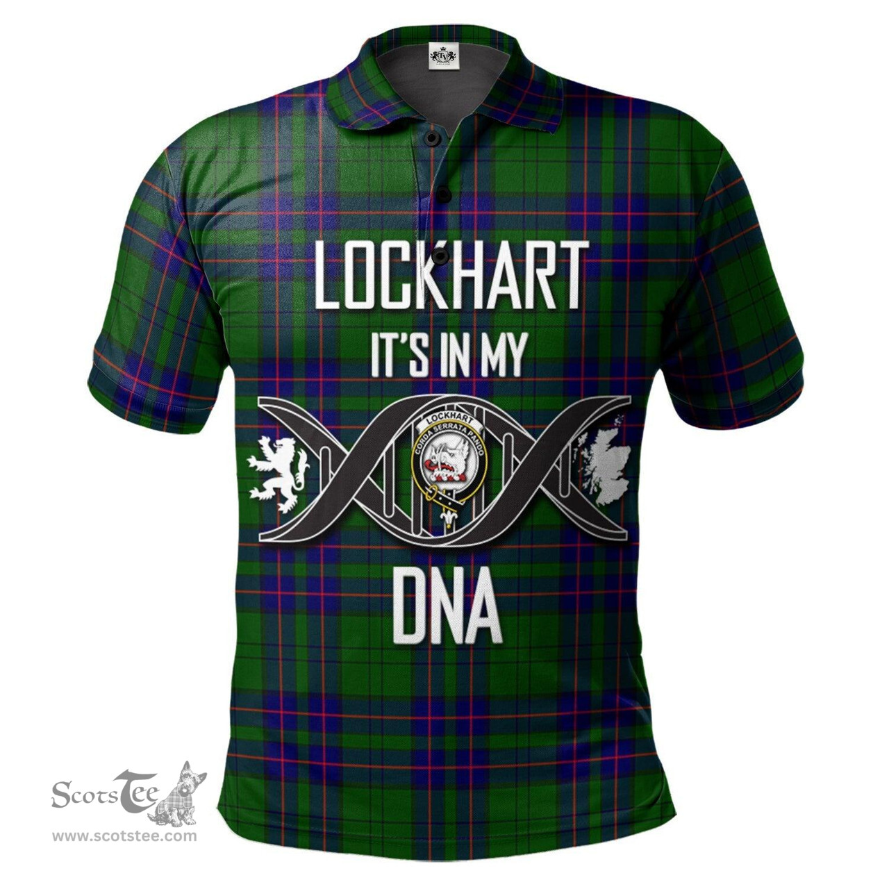 Scottish Lockhart Modern Clan It's In My DNA - DNA In Me Crest Tartan Polo Shirt Scottish Plaid Tartan Plaid - ScotsTee - scotstee.com
