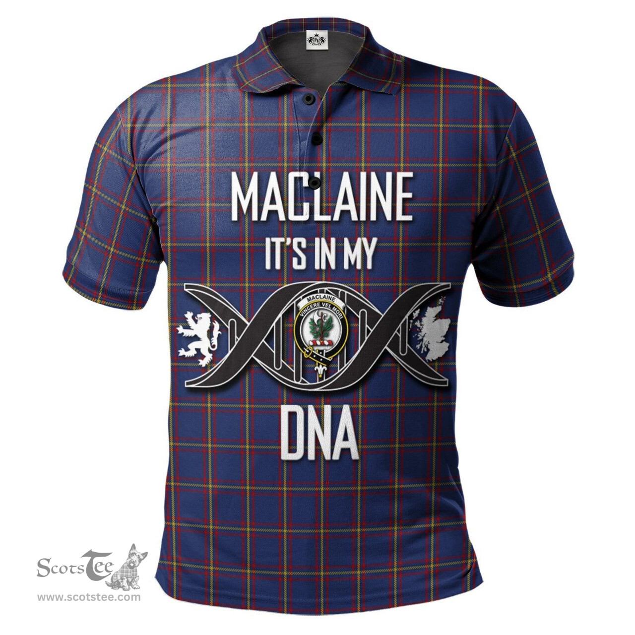 Scottish MacLaine of Lochbuie Clan It's In My DNA - DNA In Me Crest Tartan Polo Shirt Scottish Plaid Tartan Plaid - ScotsTee - scotstee.com