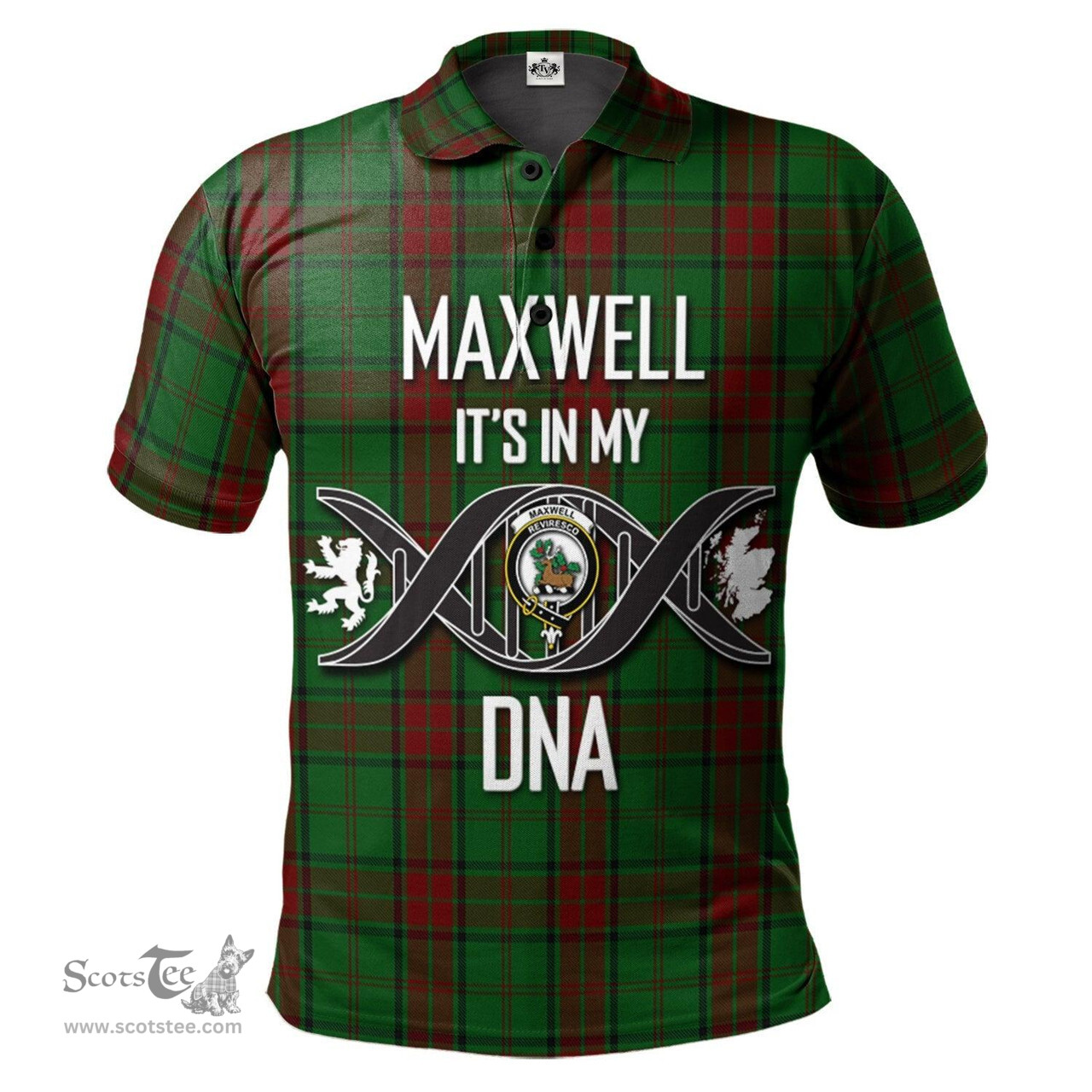 Scottish Maxwell Hunting Clan It's In My DNA - DNA In Me Crest Tartan Polo Shirt Scottish Plaid Tartan Plaid - ScotsTee - scotstee.com