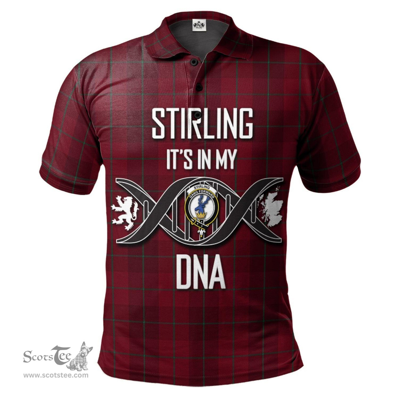 Scottish Stirling of Keir Clan It's In My DNA - DNA In Me Crest Tartan Polo Shirt Scottish Plaid Tartan Plaid - ScotsTee - scotstee.com