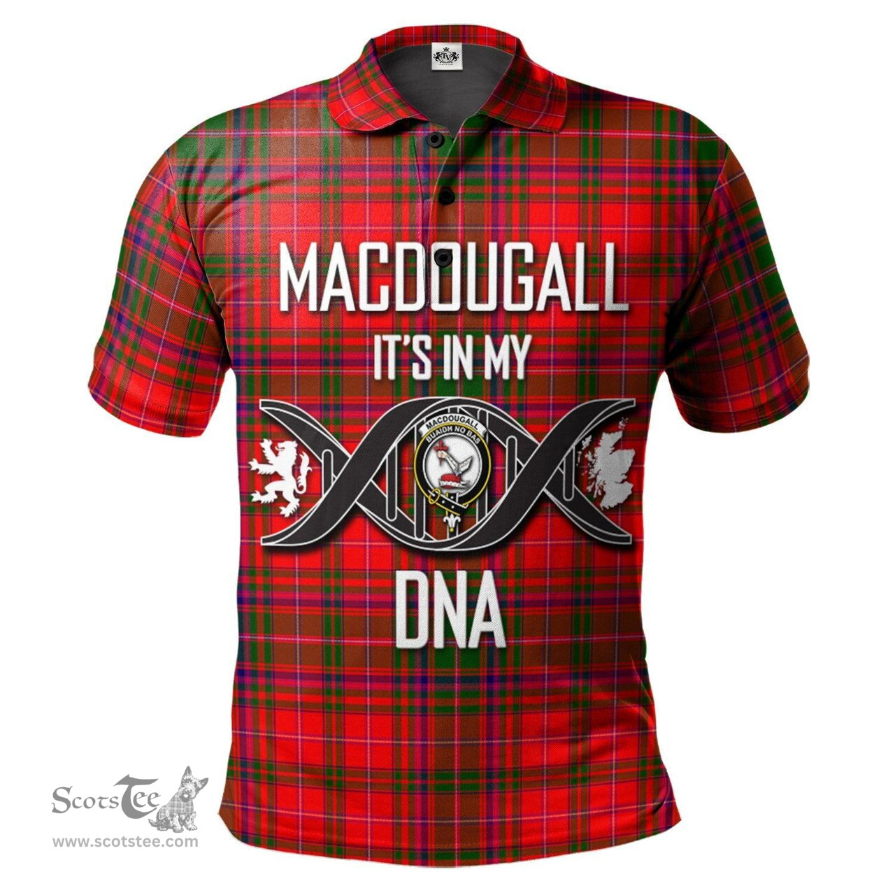 Scottish MacDougall Modern Clan It's In My DNA - DNA In Me Crest Tartan Polo Shirt Scottish Plaid Tartan Plaid - ScotsTee - scotstee.com