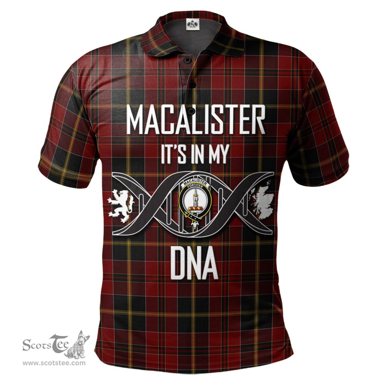 Scottish MacAlister of Skye Clan It's In My DNA - DNA In Me Crest Tartan Polo Shirt Scottish Plaid Tartan Plaid - ScotsTee - scotstee.com