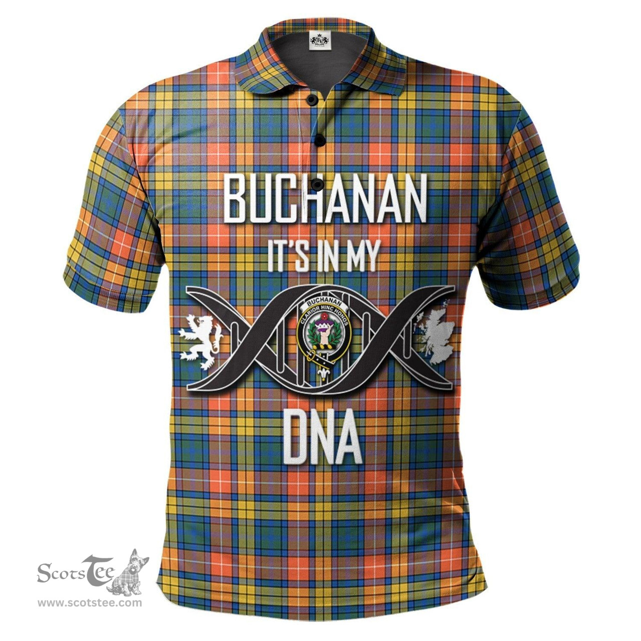 Scottish Buchanan Ancient Clan It's In My DNA - DNA In Me Crest Tartan Polo Shirt Scottish Plaid Tartan Plaid - ScotsTee - scotstee.com