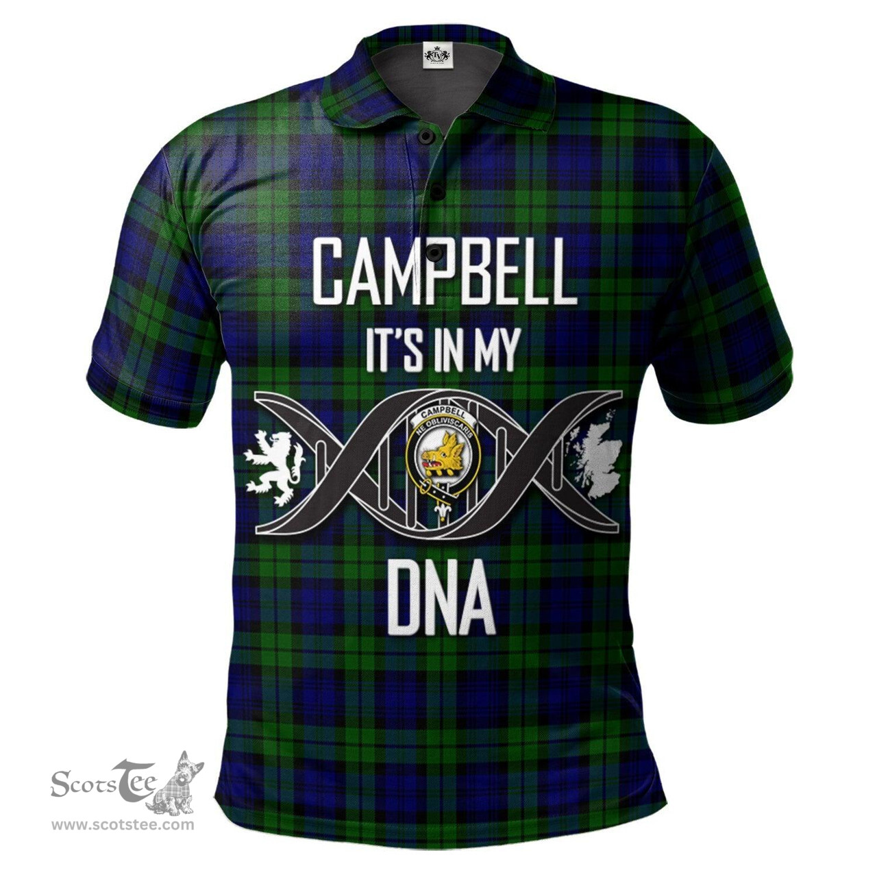 Scottish Campbell Modern Clan It's In My DNA - DNA In Me Crest Tartan Polo Shirt Scottish Plaid Tartan Plaid - ScotsTee - scotstee.com