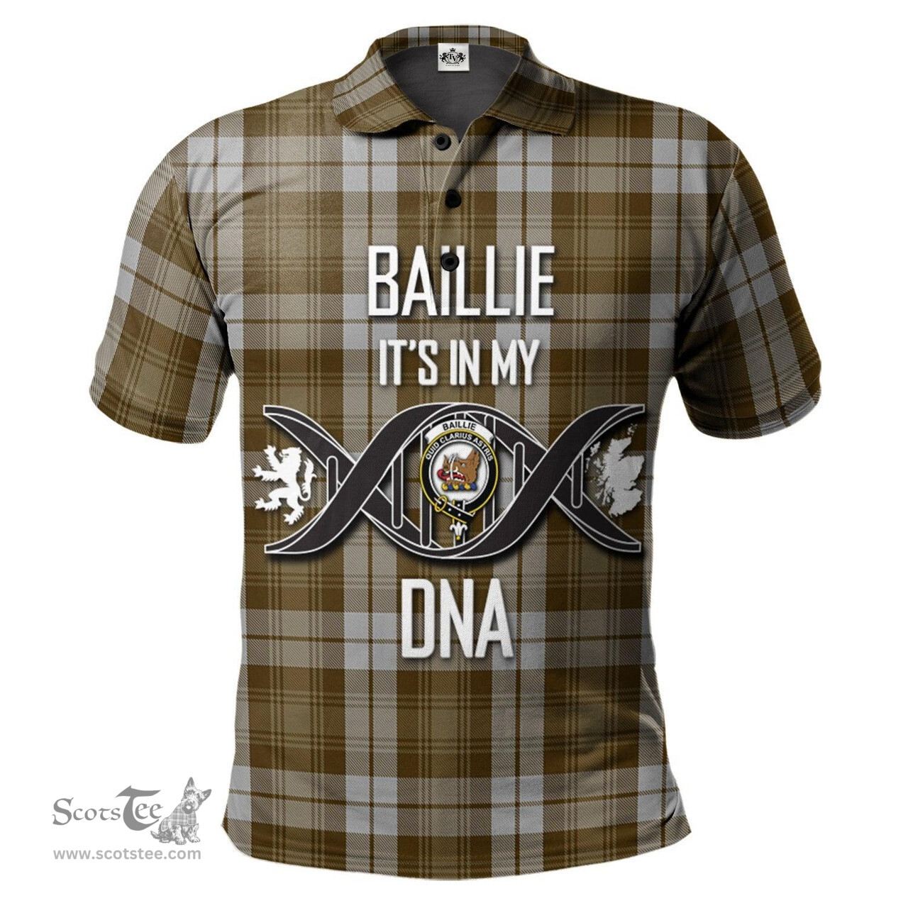 Scottish Baillie Dress Clan It's In My DNA - DNA In Me Crest Tartan Polo Shirt Scottish Plaid Tartan Plaid - ScotsTee - scotstee.com