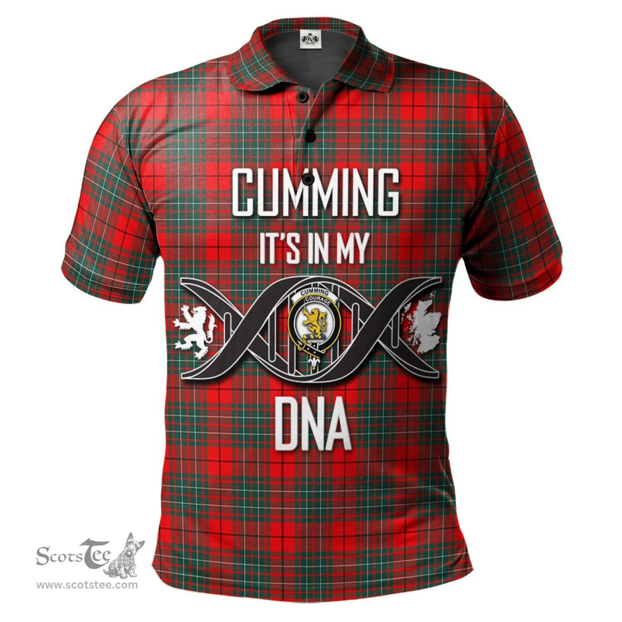 Scottish Cumming Modern Clan It's In My DNA - DNA In Me Crest Tartan Polo Shirt Scottish Plaid Tartan Plaid - ScotsTee - scotstee.com