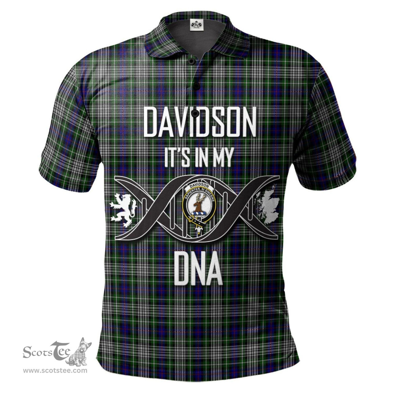Scottish Davidson of Tulloch Dress Clan It's In My DNA - DNA In Me Crest Tartan Polo Shirt Scottish Plaid Tartan Plaid - ScotsTee - scotstee.com