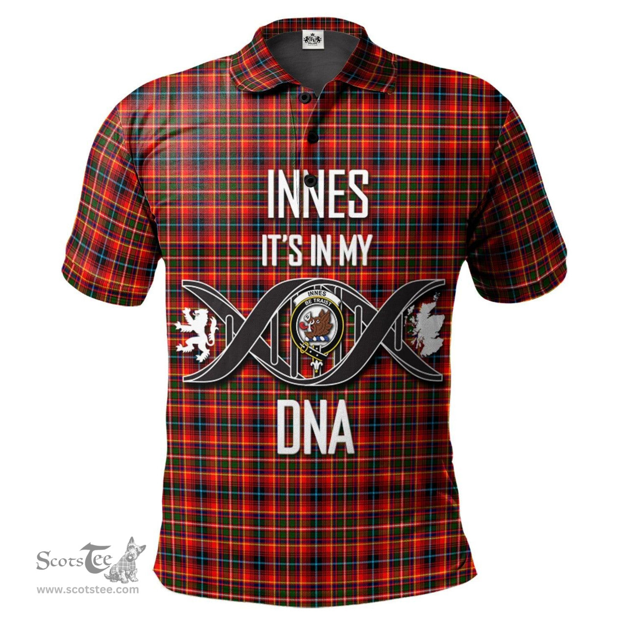 Scottish Innes Modern Clan It's In My DNA - DNA In Me Crest Tartan Polo Shirt Scottish Plaid Tartan Plaid - ScotsTee - scotstee.com