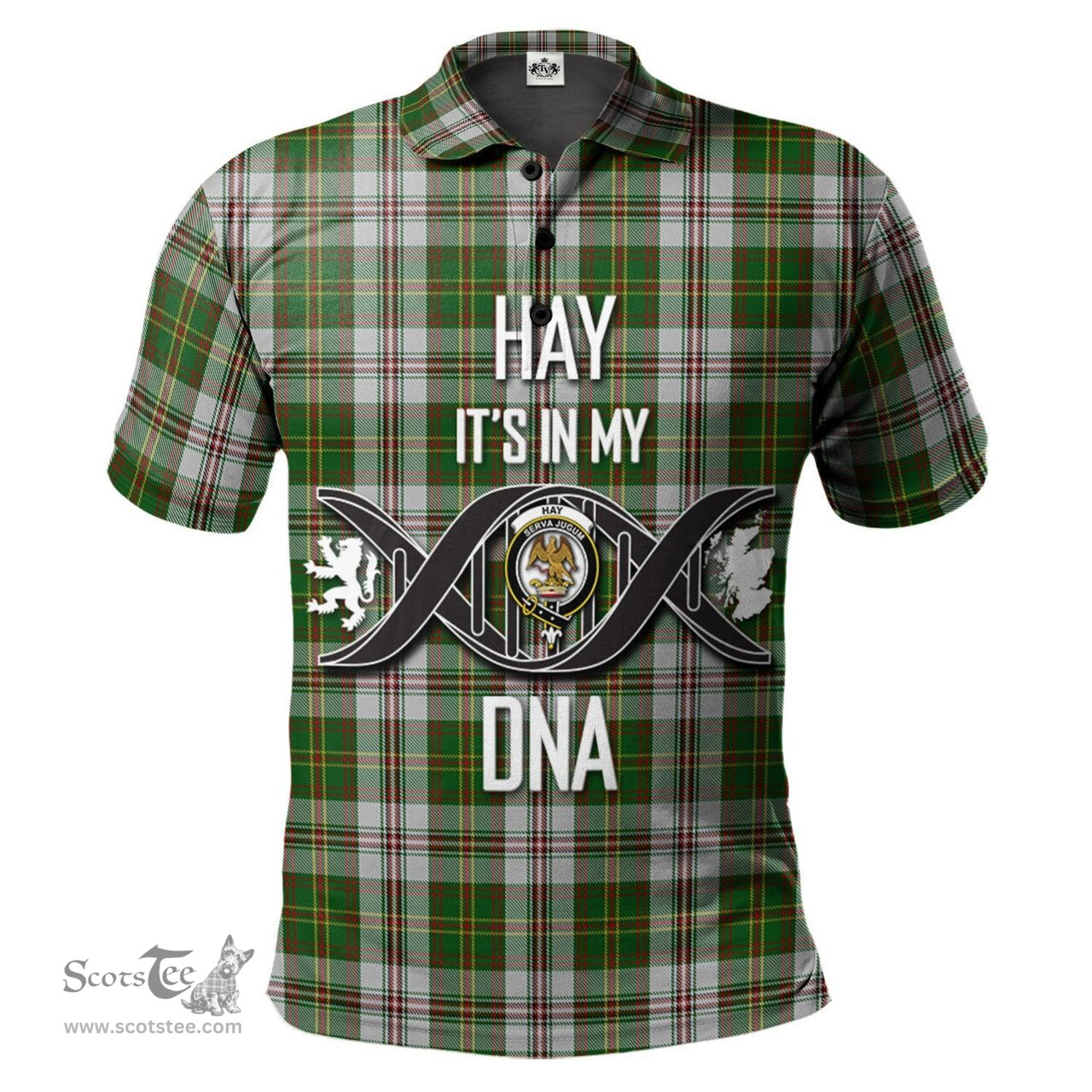 Scottish Hay White Dress Clan It's In My DNA - DNA In Me Crest Tartan Polo Shirt Scottish Plaid Tartan Plaid - ScotsTee - scotstee.com
