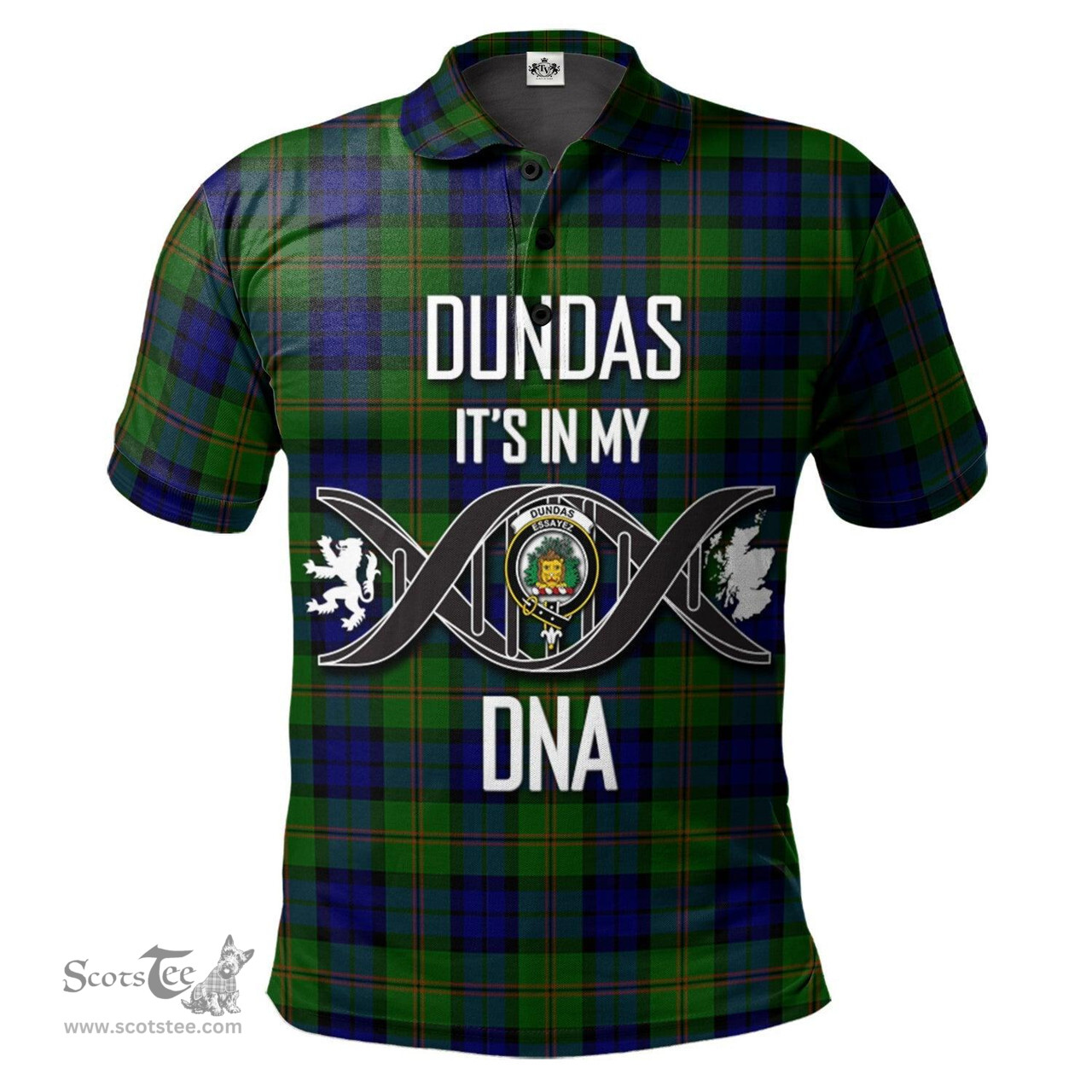 Scottish Dundas Modern Clan It's In My DNA - DNA In Me Crest Tartan Polo Shirt Scottish Plaid Tartan Plaid - ScotsTee - scotstee.com