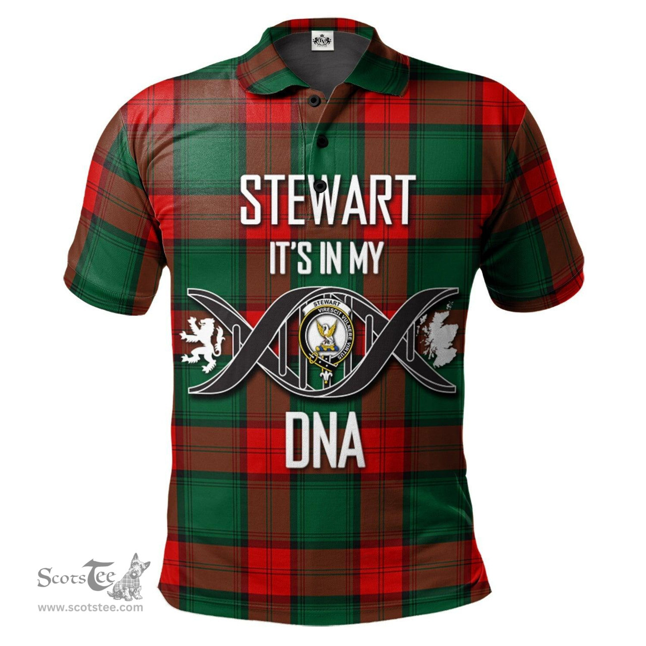 Scottish Stewart Atholl Modern Clan It's In My DNA - DNA In Me Crest Tartan Polo Shirt Scottish Plaid Tartan Plaid - ScotsTee - scotstee.com